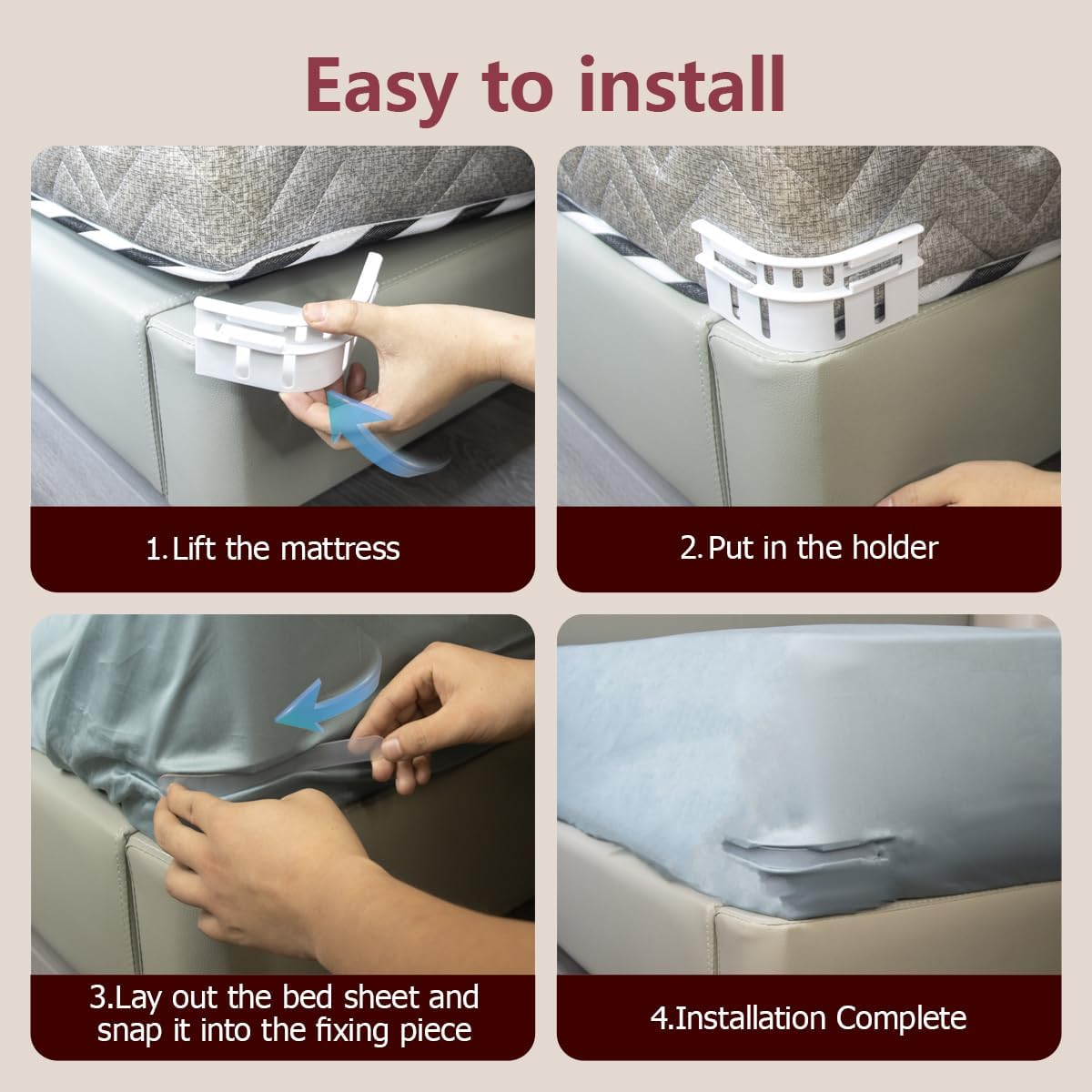 JENHOME Bed Sheet Holders for Corners with 8 Straps