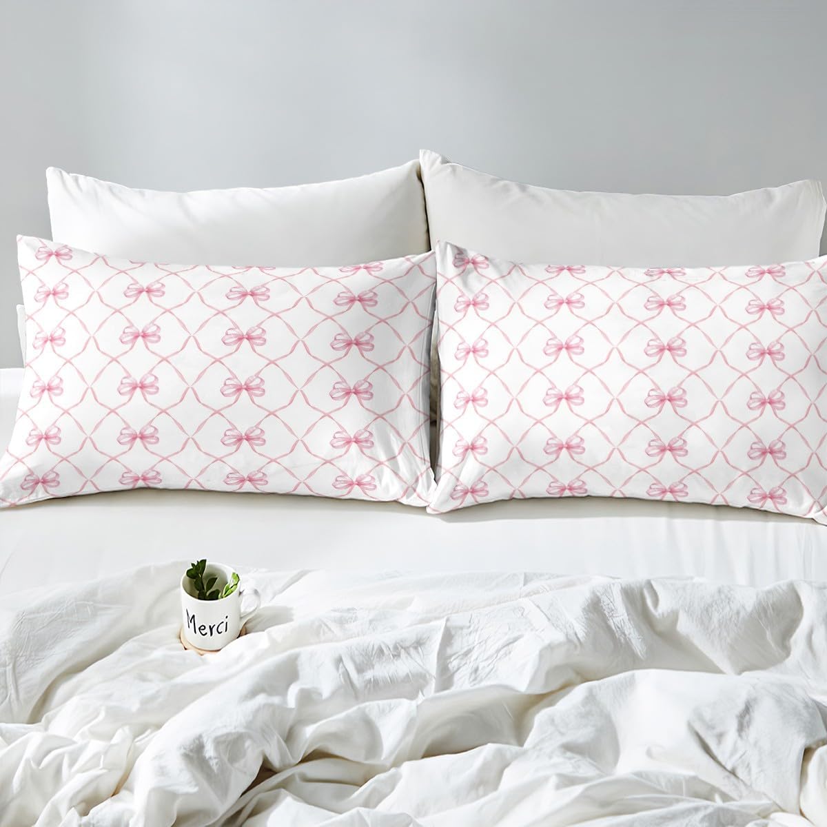 Erosebridal Pink Bowknot Bed Sheet Set for Kids