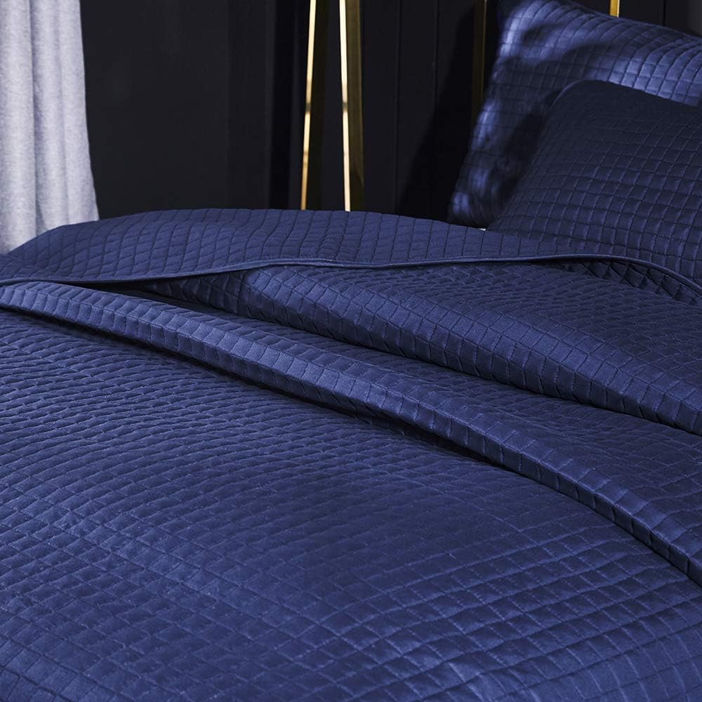 Everest Supply Oversize Queen Box Stitch Blue Bedspread Set