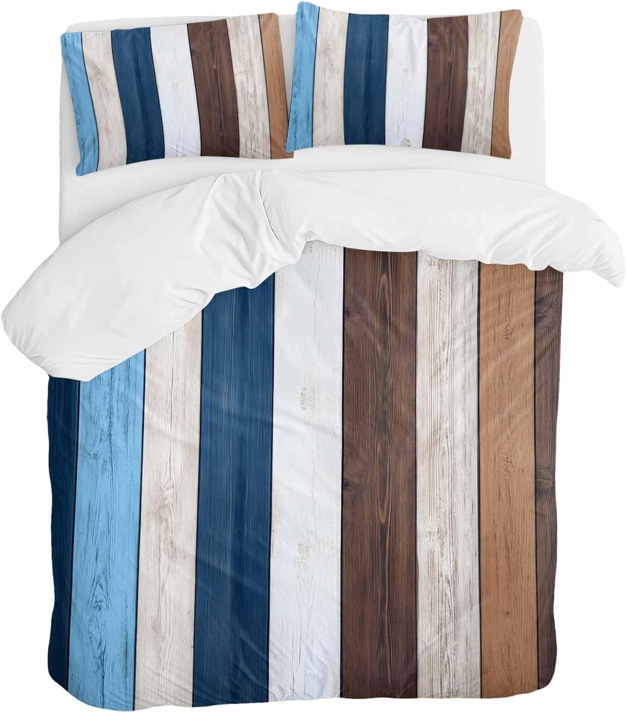 ZOE GARDEN Blue Brown Duvet Cover Set Full Size