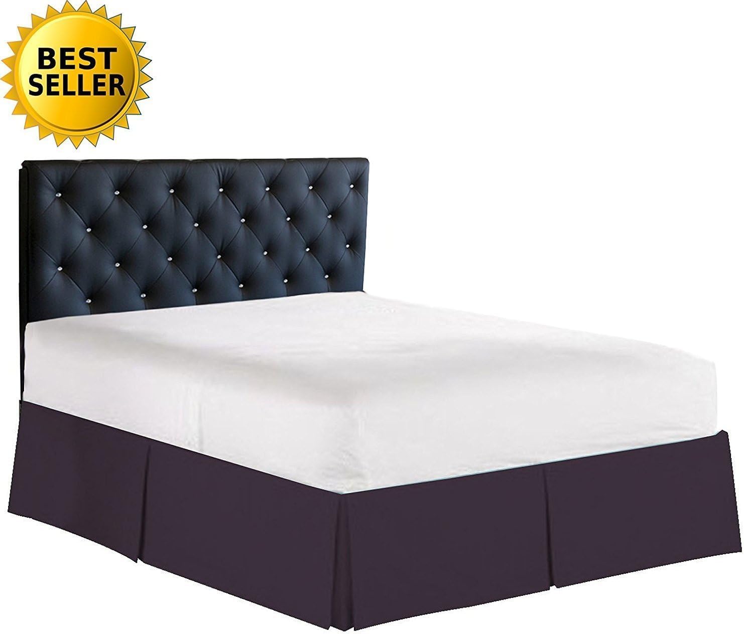 Elegance Linen 1500 Thread Count Bed Skirt - Queen Eggplant Purple 14in Drop