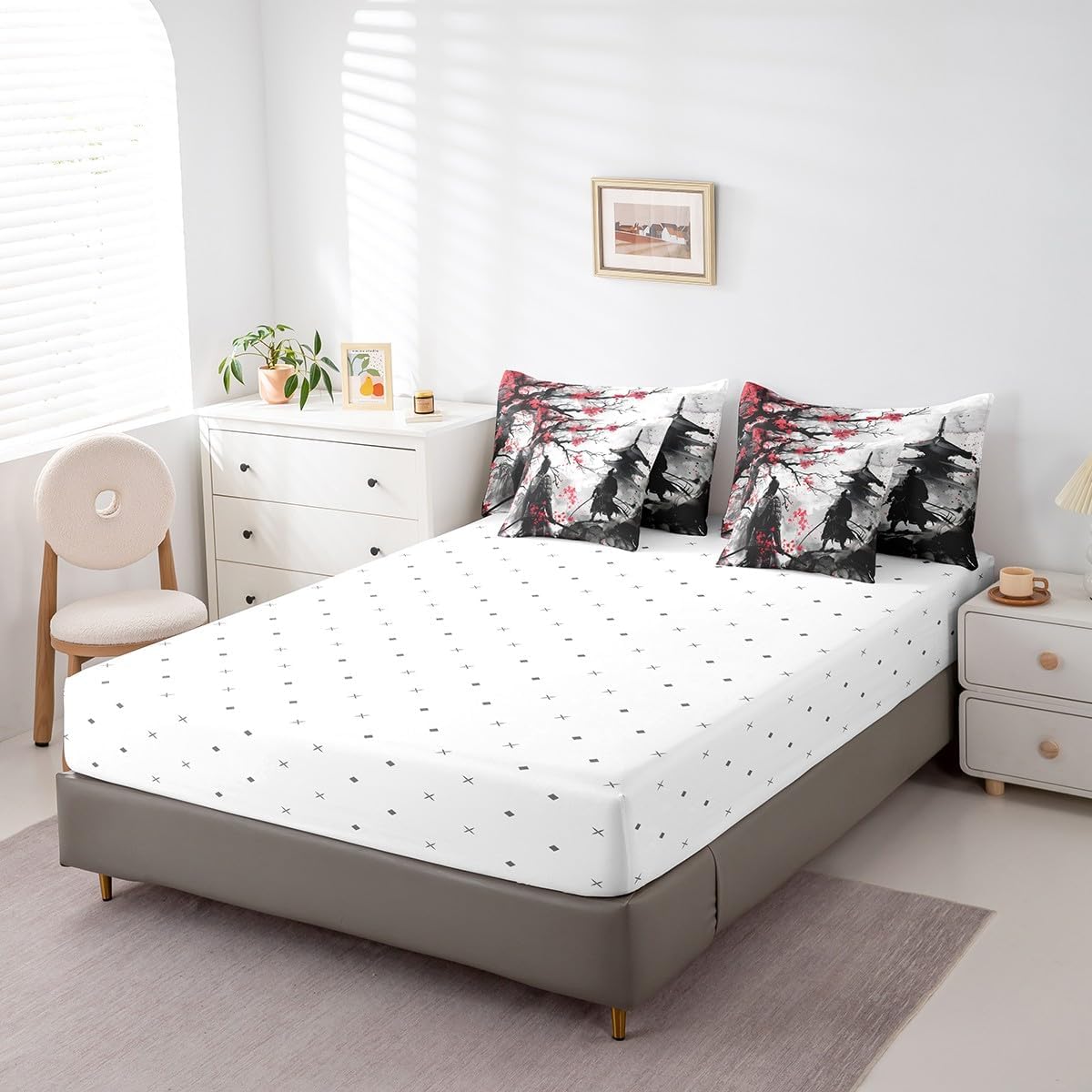 Feelyou Japanese Samurai King Size Comforter Set 7 Pieces