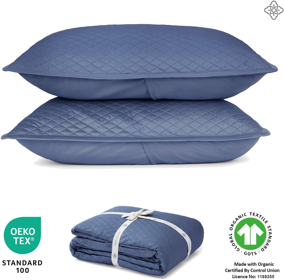 BIOWEAVES Organic Cotton Quilt Twin Set - GOTS Certified Diamond Stitched
