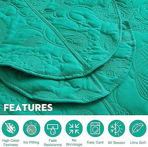 HZ HY Oversized King Bedspread Set - Teal Blue
