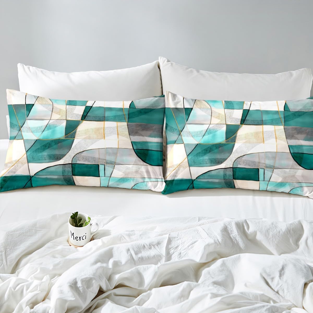 Feelyou Geometric Abstract Queen Duvet Cover Set