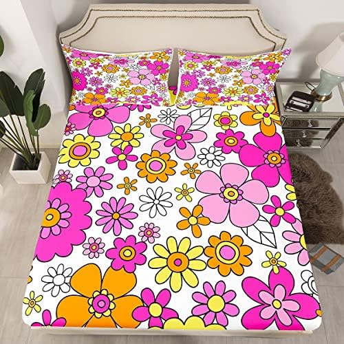 Feelyou Groovy Flower Bed Sheet Set 4Pcs King Size