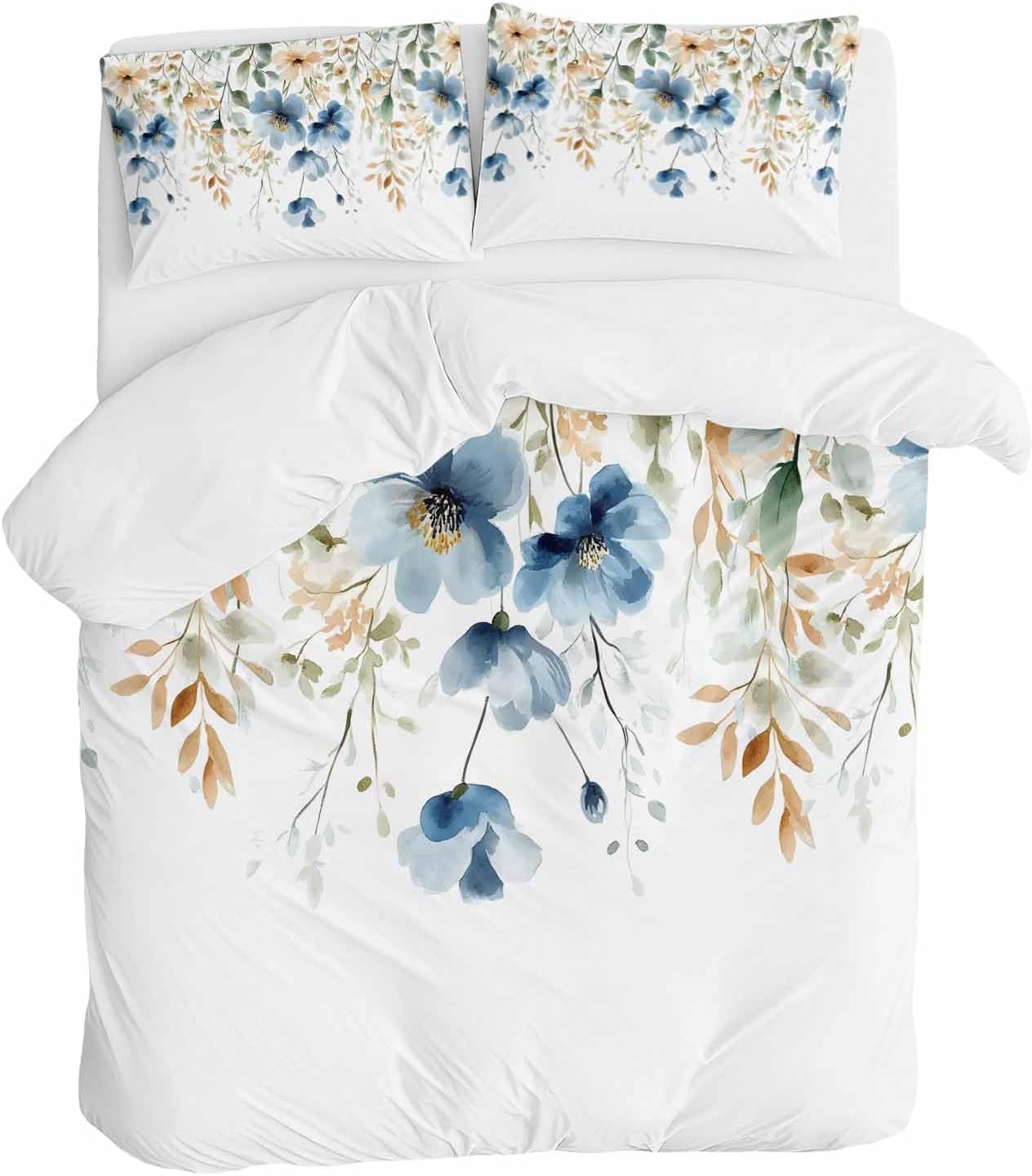 ZOE GARDEN Blue Floral Duvet Cover Set