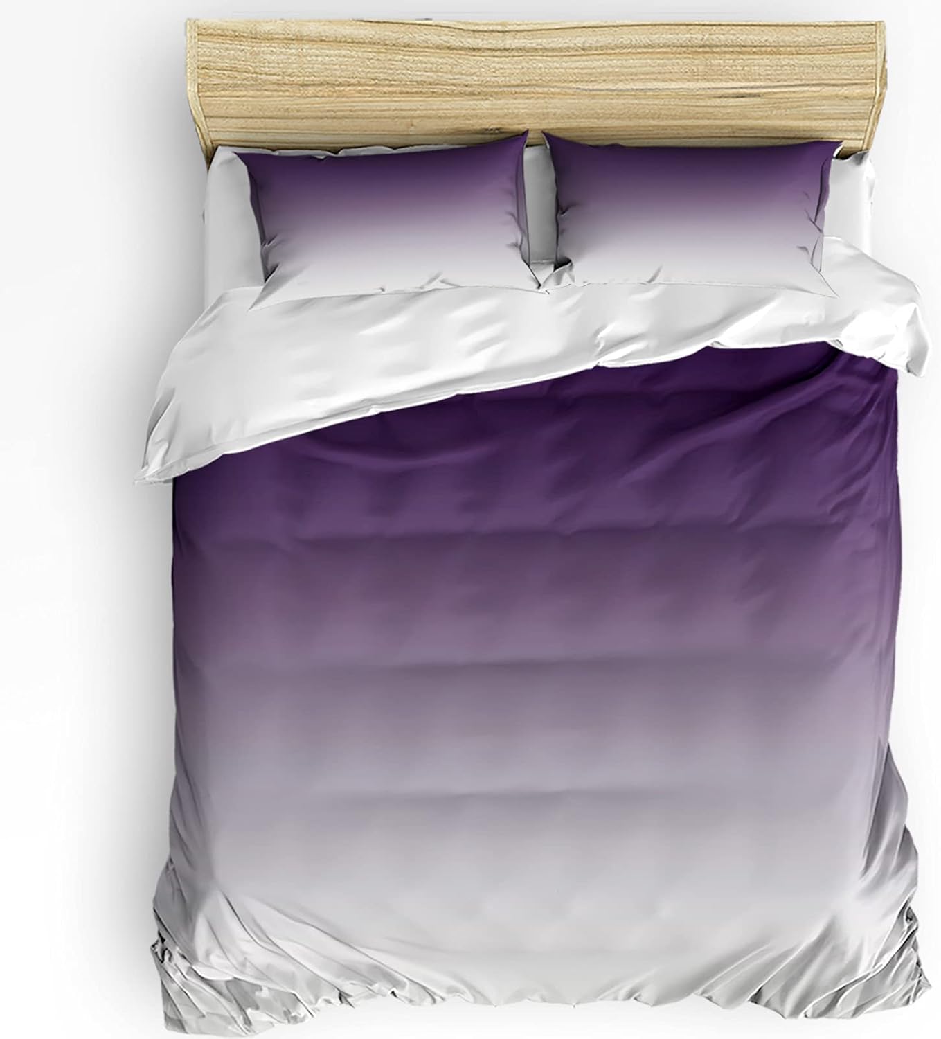 HELLOWINK King Size Duvet Cover 3 Piece Set Ombre Purple