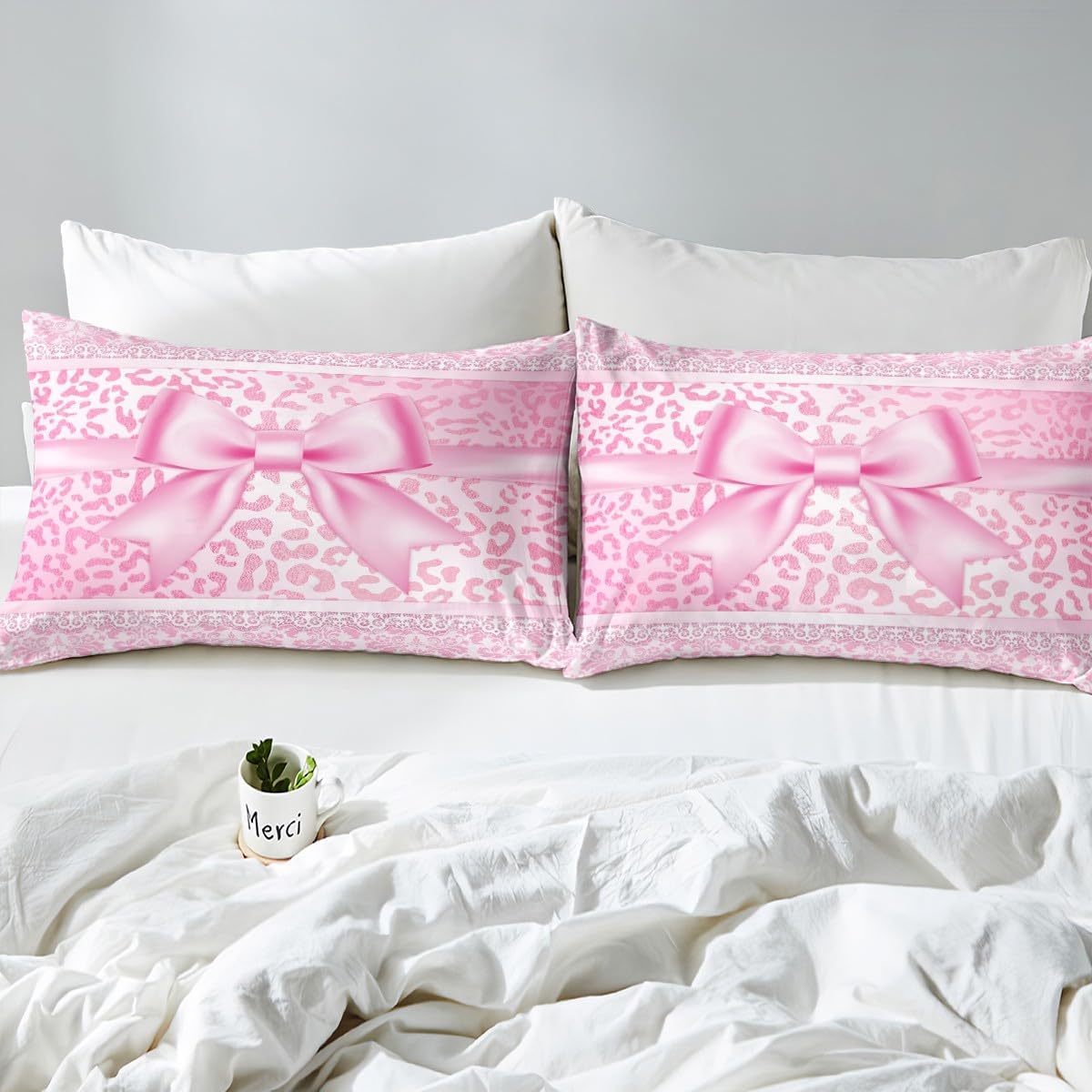 Manfei Bowknot Kids Sheet Set 4PCS with Leopard Print