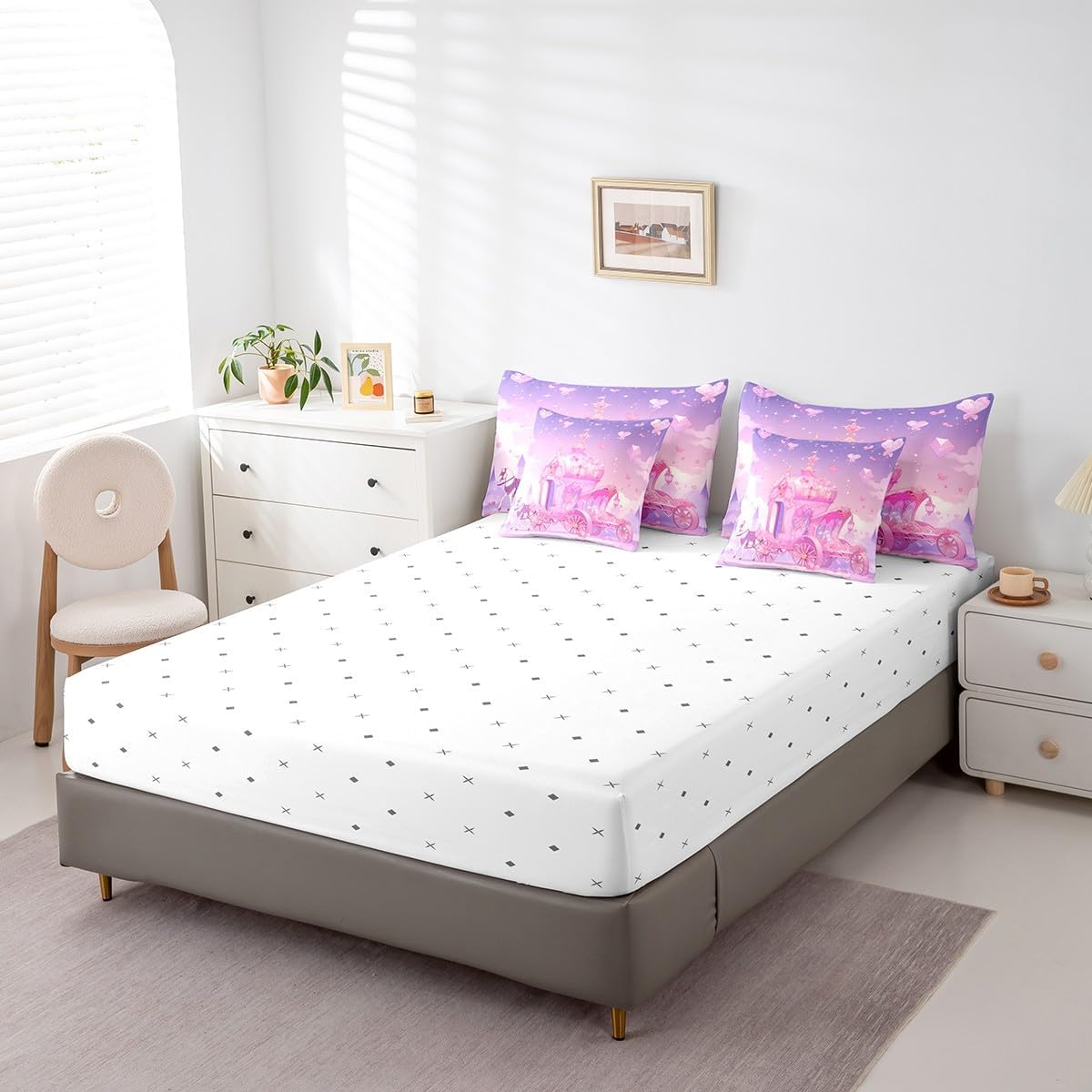 Feelyou Kids Princess Carriage Comforter Set 7 Piece