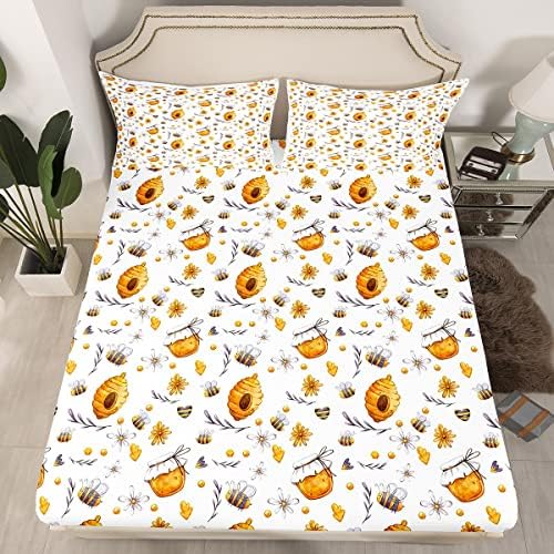Erosebridal Honey Bees Queen Sheet Set