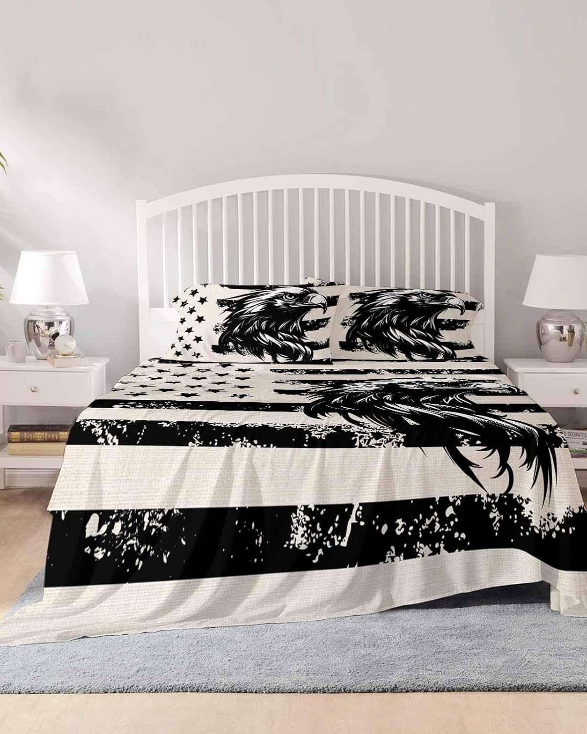 Boanket 4th of July Full Sheet Set - Black Eagle Pattern