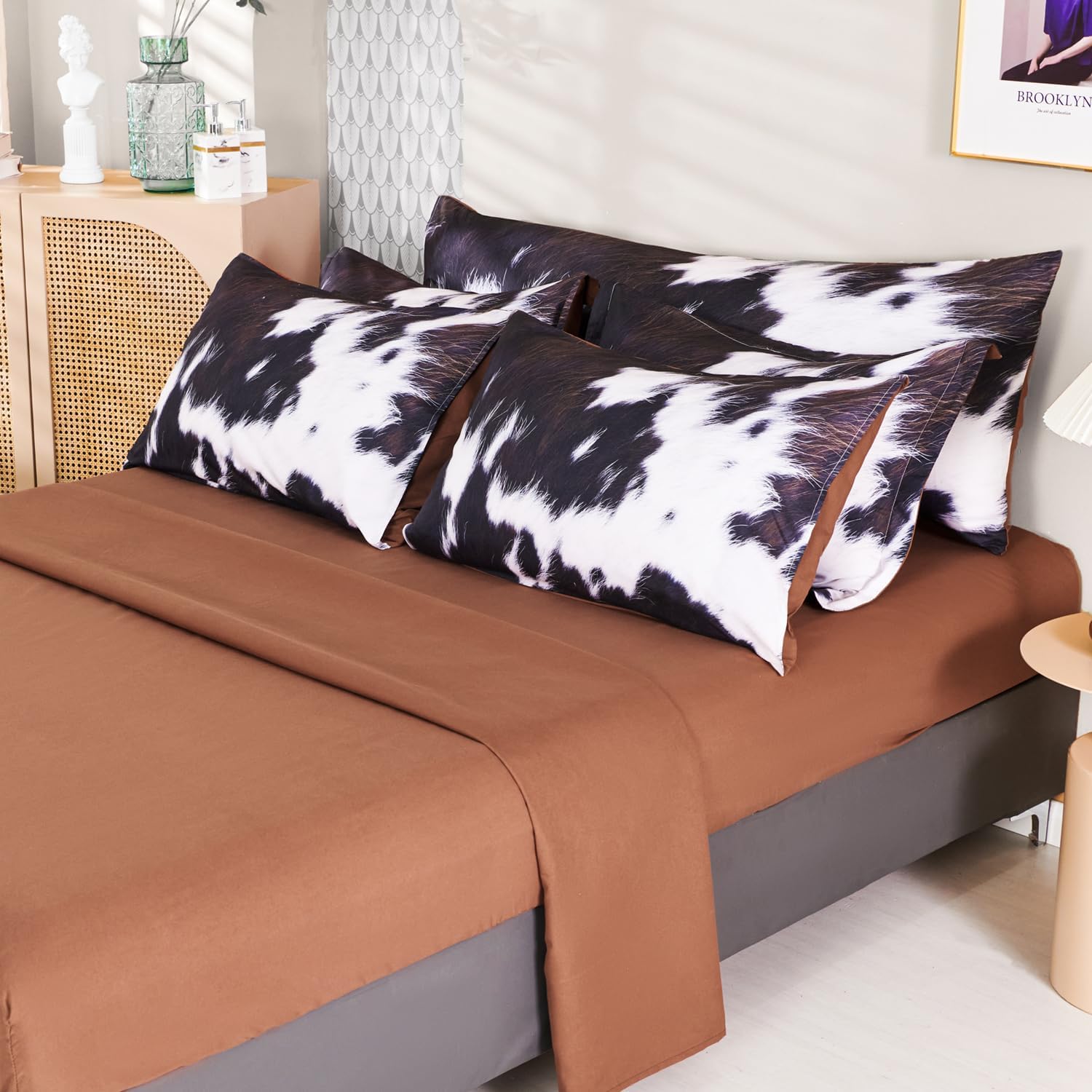 SUCSES 8-Piece Cal King Comforter Set with Cow Fur Print 1