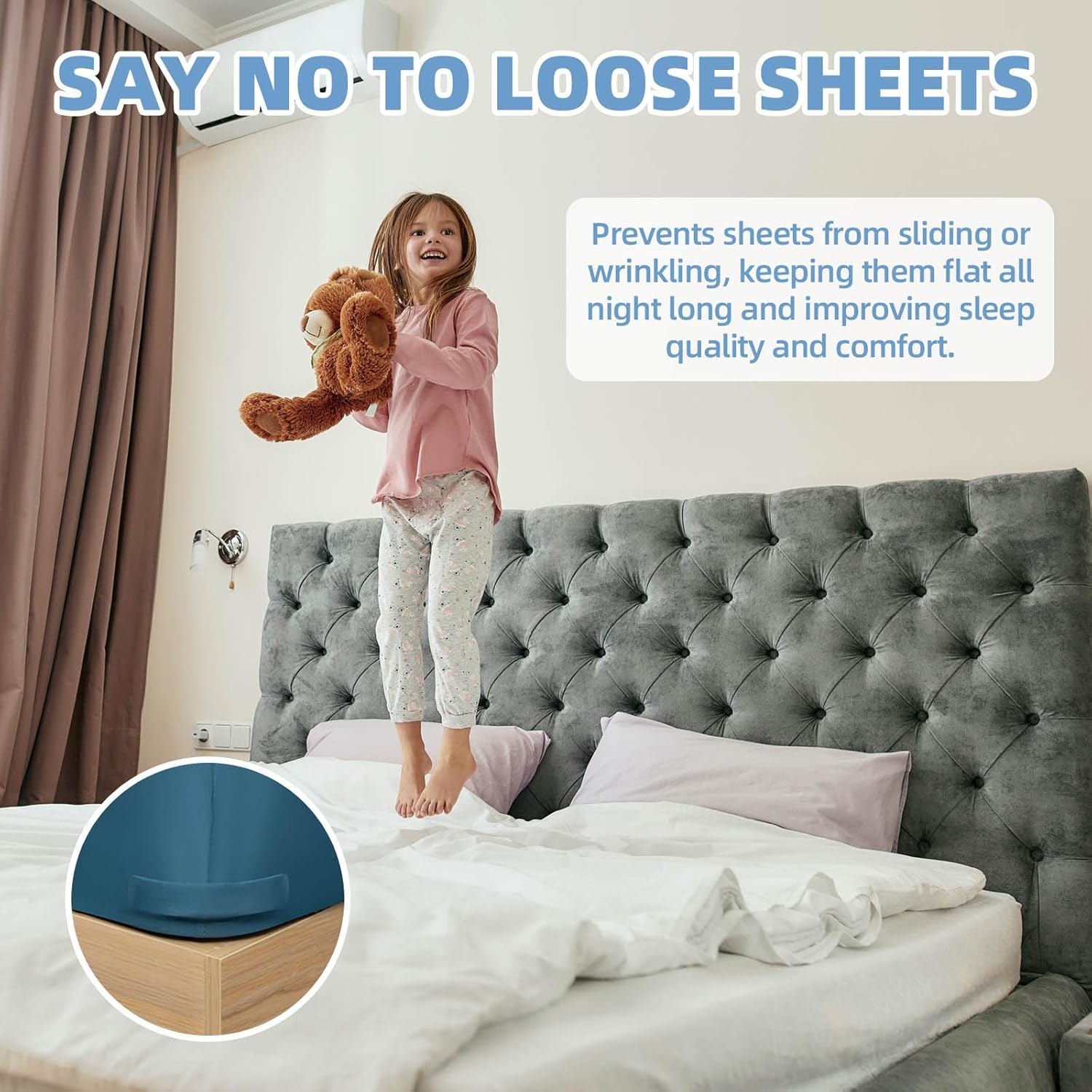 SARIUROS Bed Sheet Holders with Silicone Rings
