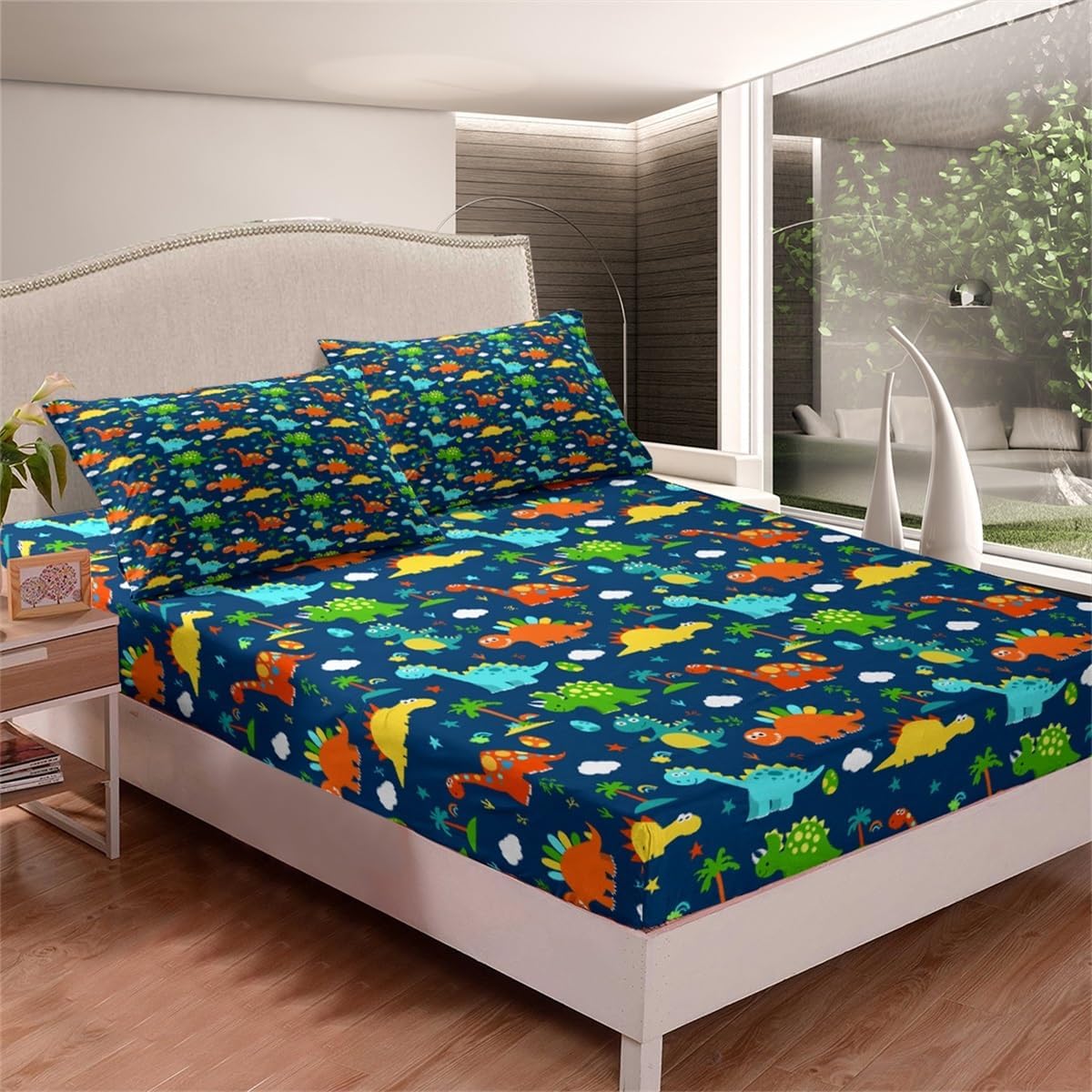 Feelyou Kids Dinosaur Bed Sheet Set King Size