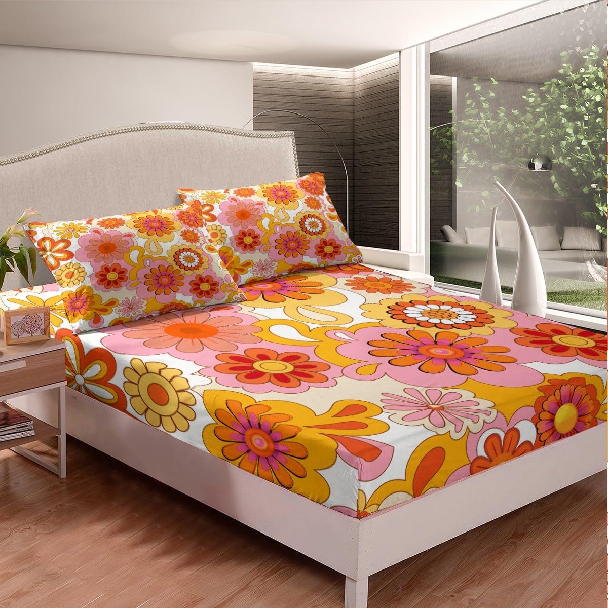 1960s Groovy Flower Sheet Set Queen