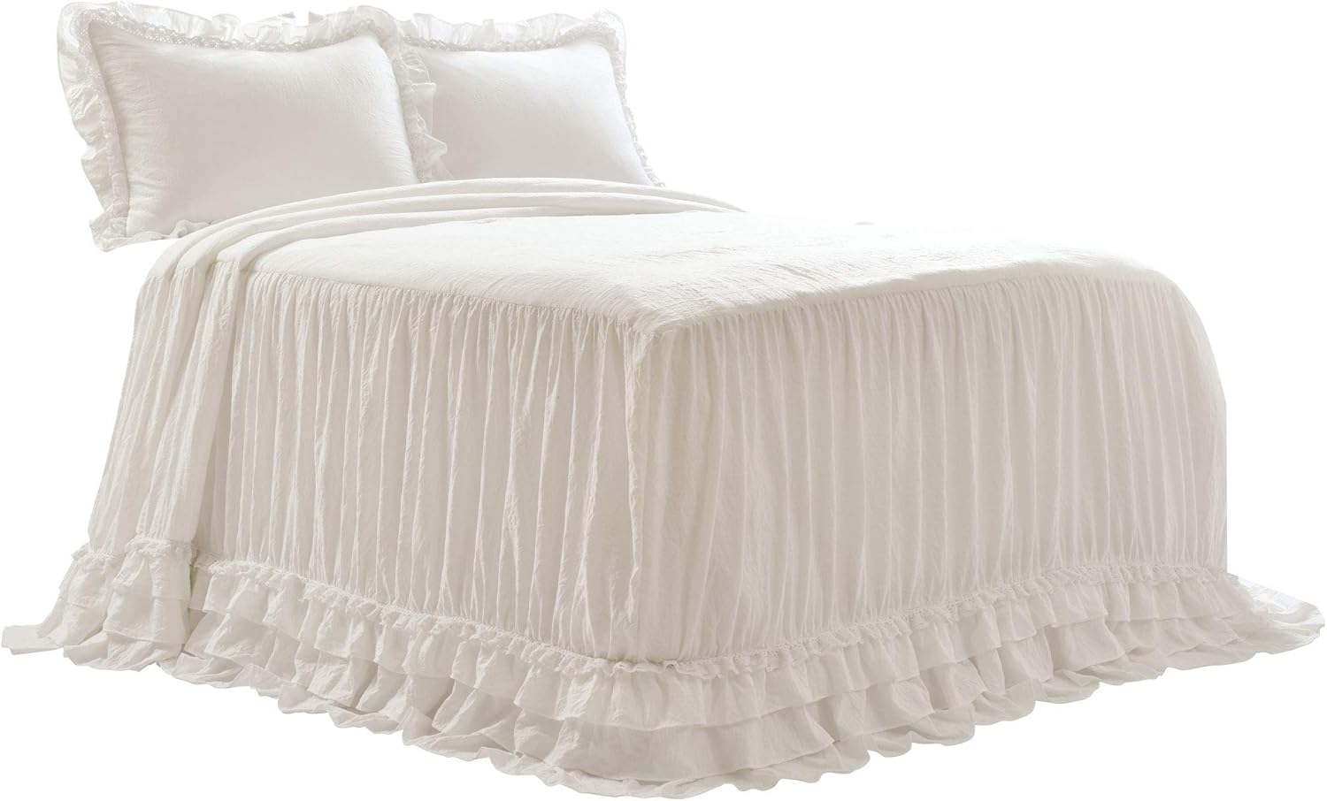 Lush Decor Ella Ruffle Lace Bedspread Set Queen White
