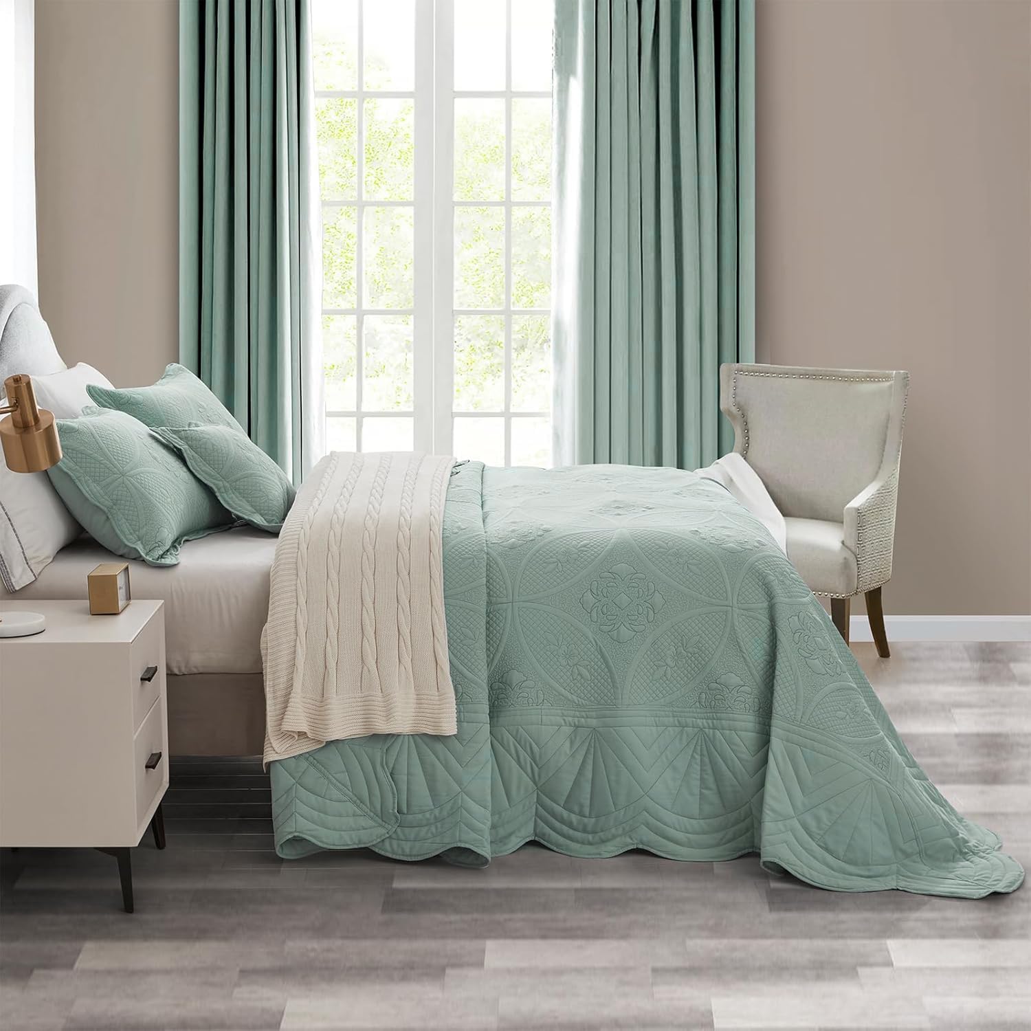 DaisyHuang Oversized Bedspread Set 5 Piece Seaglass