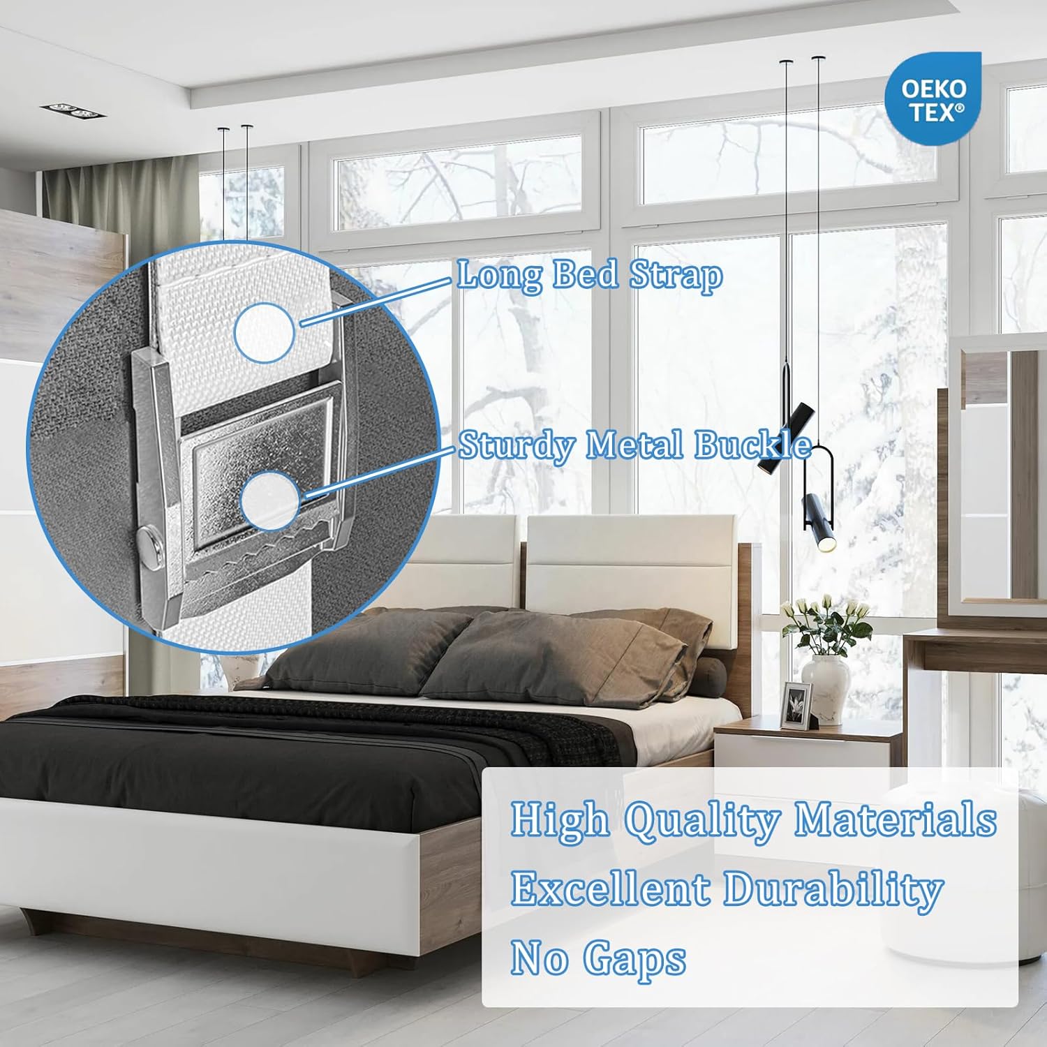 Gretion Twin to King Bed Converter with 4 Metal Buttons