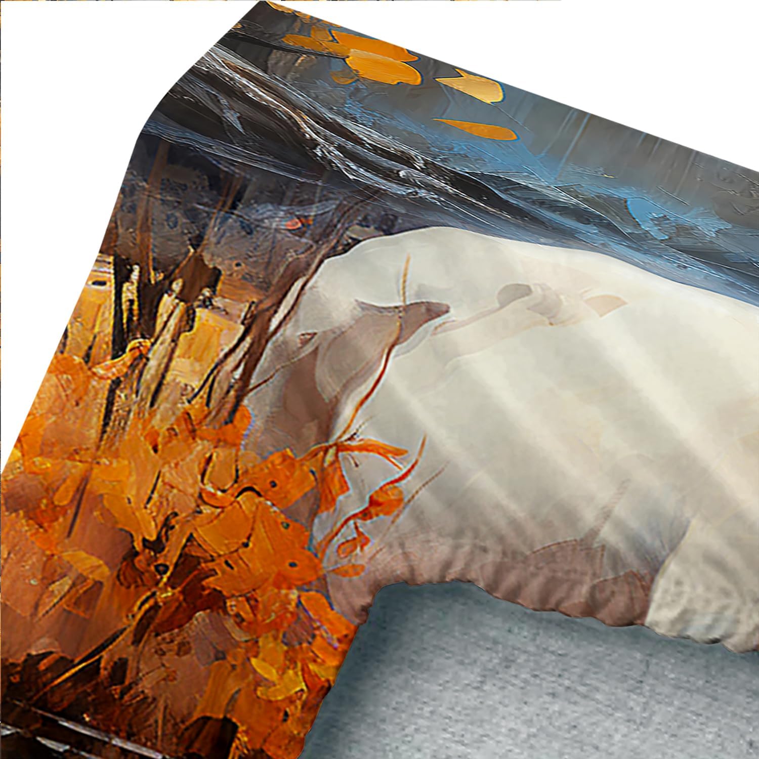 White Brown Horses Fitted Sheet Queen Size Set
