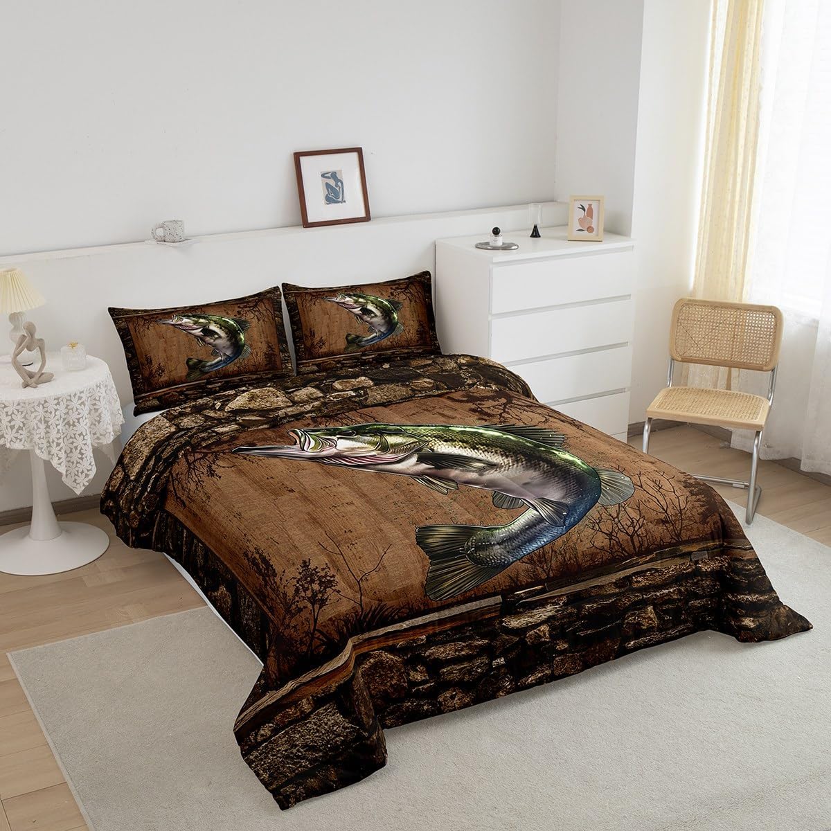 Feelyou King Size Fish Comforter Set 3Pcs