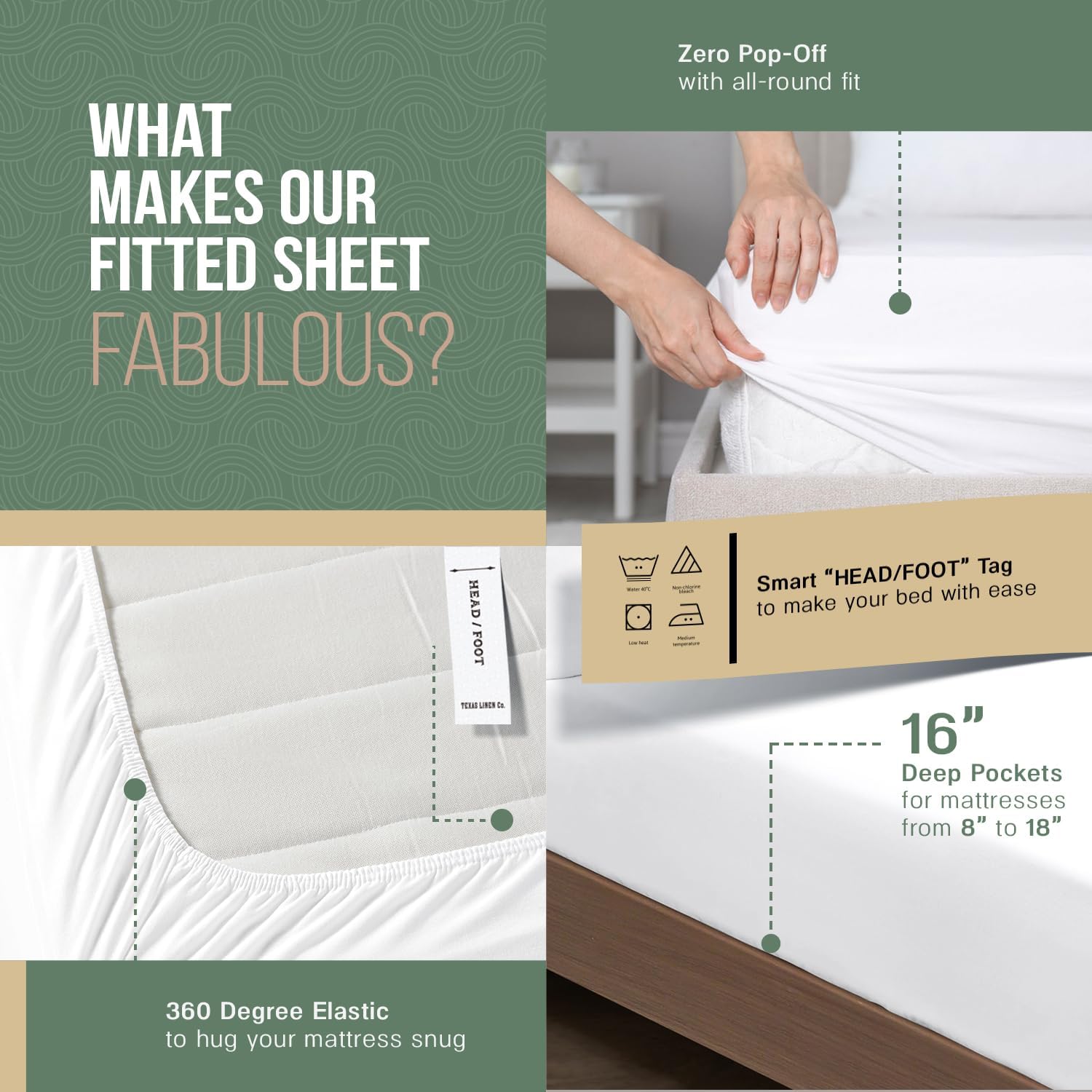 Texas Linen Co Organic Cotton Percale Sheets Twin XL Set