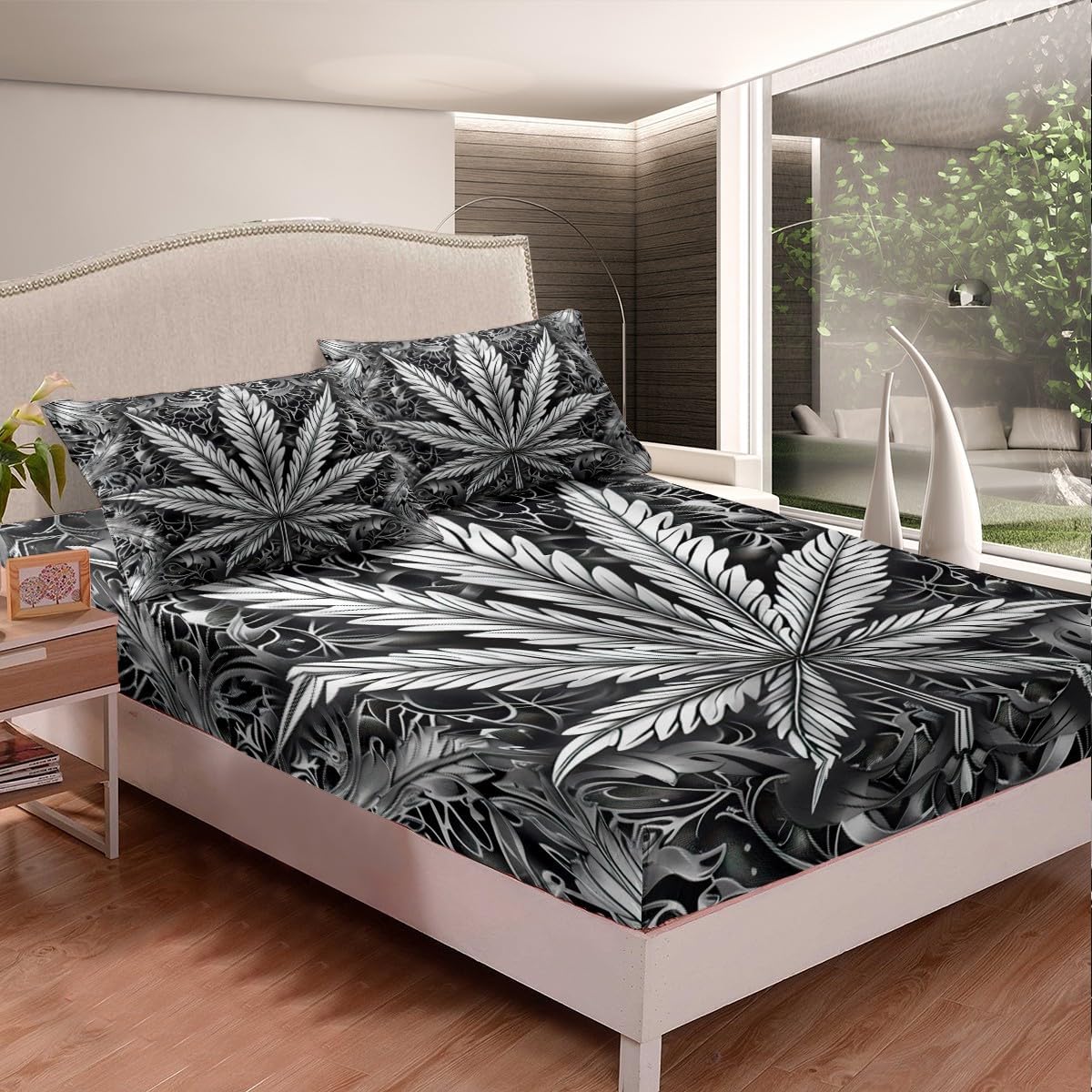 Feelyou Kids Psychedelic Leaf Sheet Set 4Pcs King Size