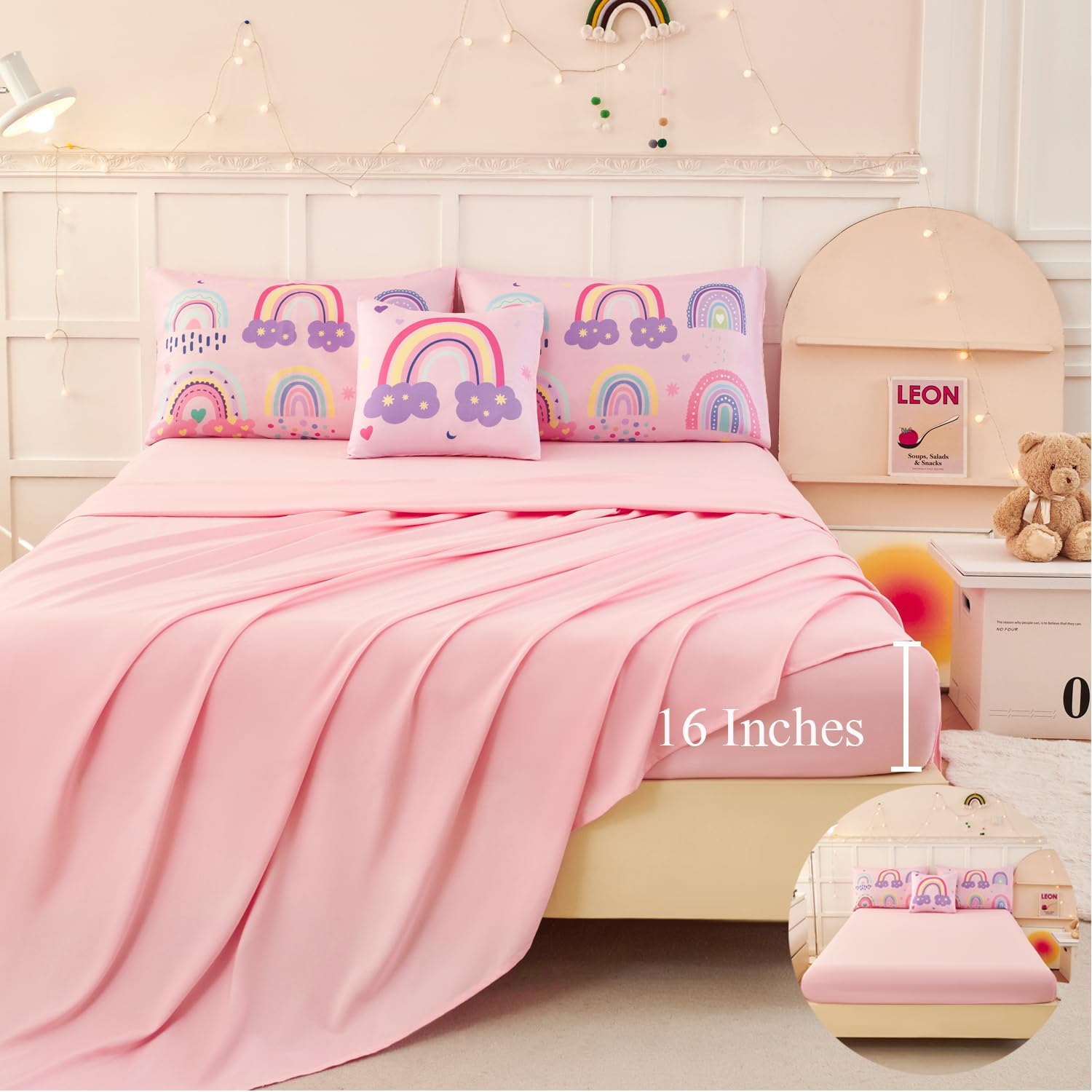 ANGIYUIN 6-Piece Rainbow Kids Comforter Set