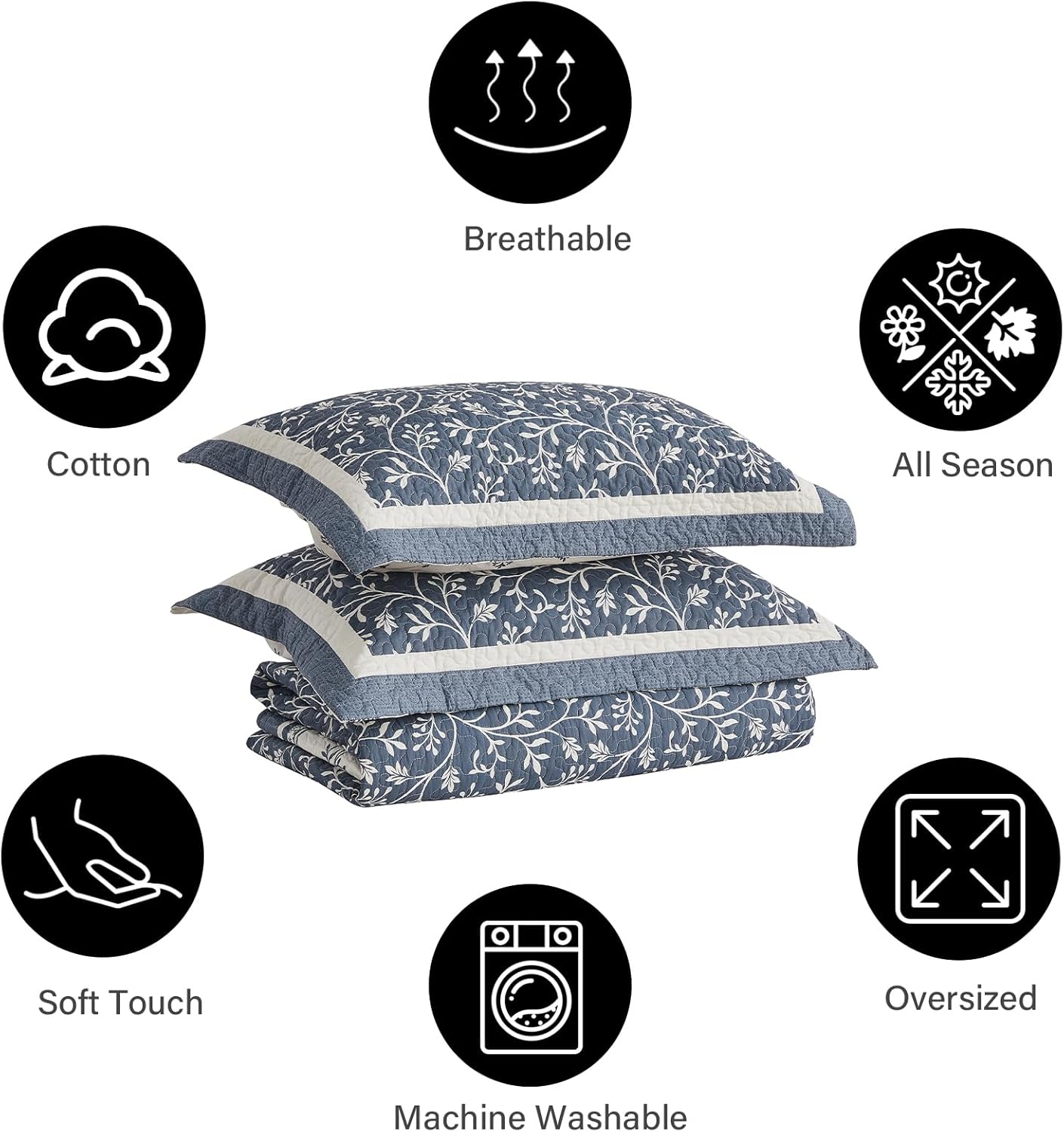 PANGUSHAN 102x120 Cotton Bedspread Set Reversible