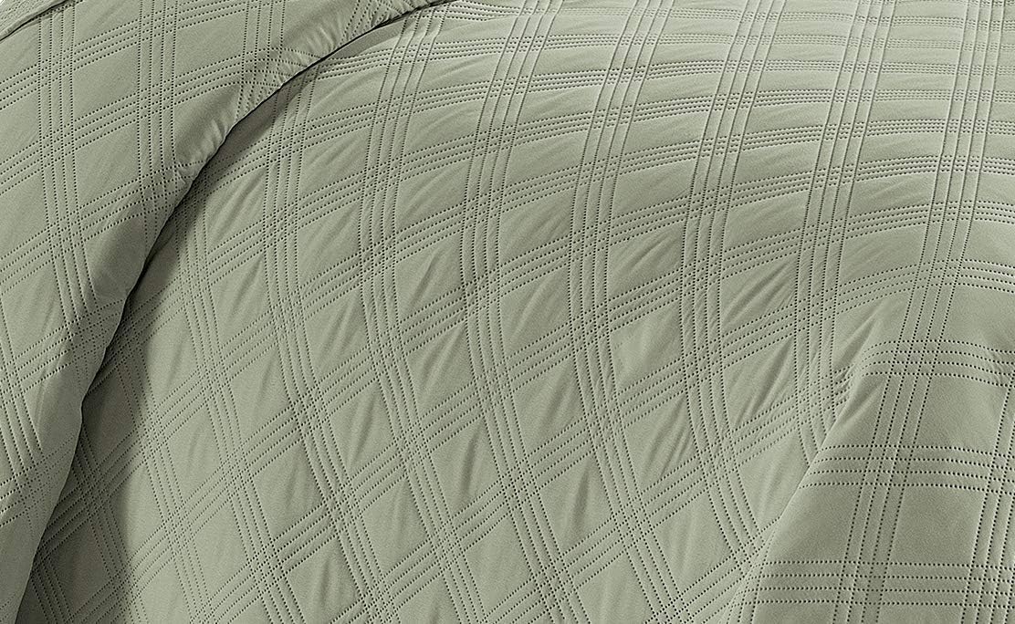 Fancy Linen 3pc Embossed Coverlet Bedspread Set - Light Green