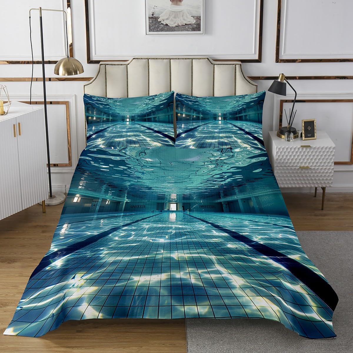 Erosebridal Swimming Pool Queen Bedspread Set