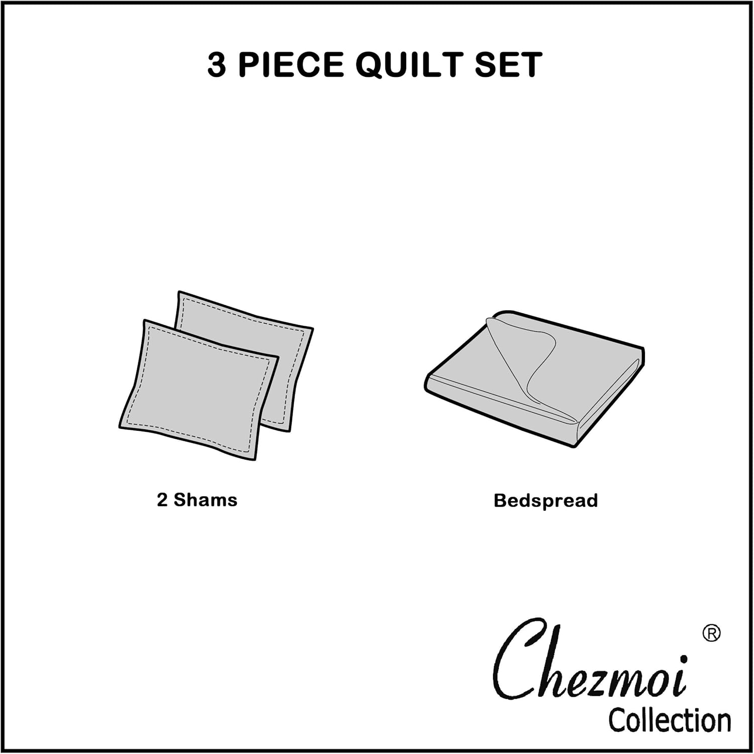 Chezmoi Collection King Size Bedspread Set 3-Piece Brown