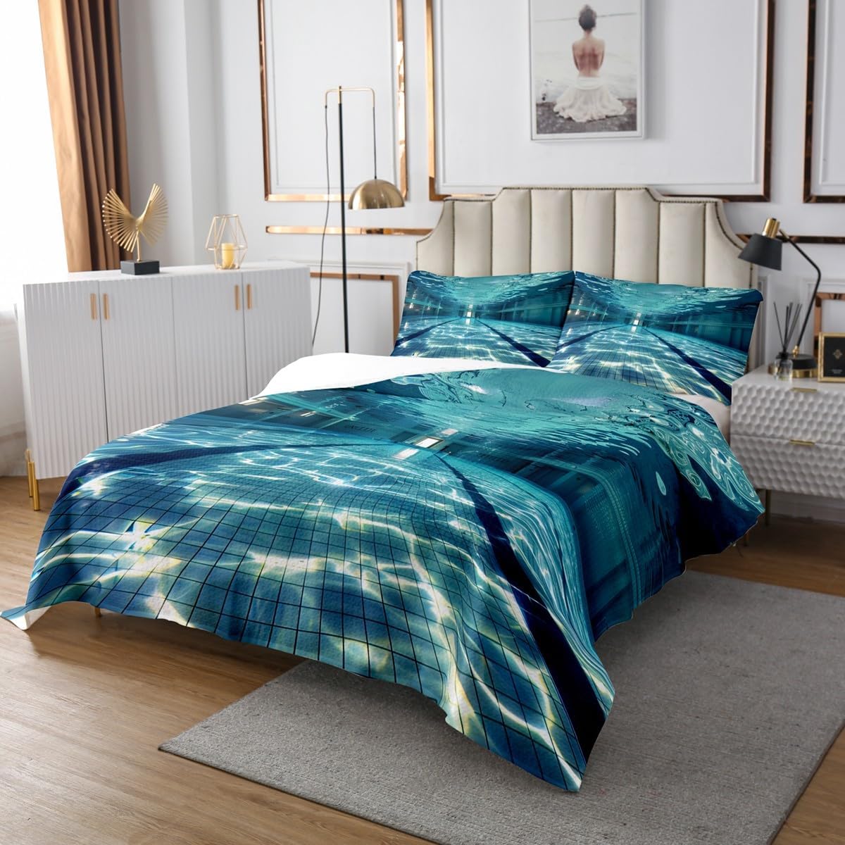 Erosebridal Swimming Pool Queen Bedspread Set