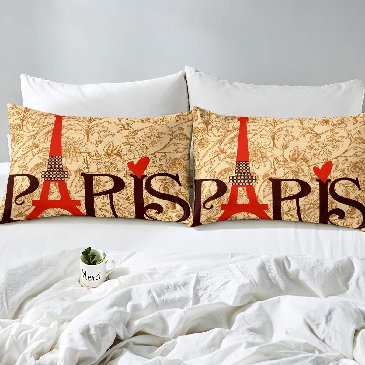 Feelyou 3D Eiffel Tower Duvet Cover Set for Kids Girls Women Twin