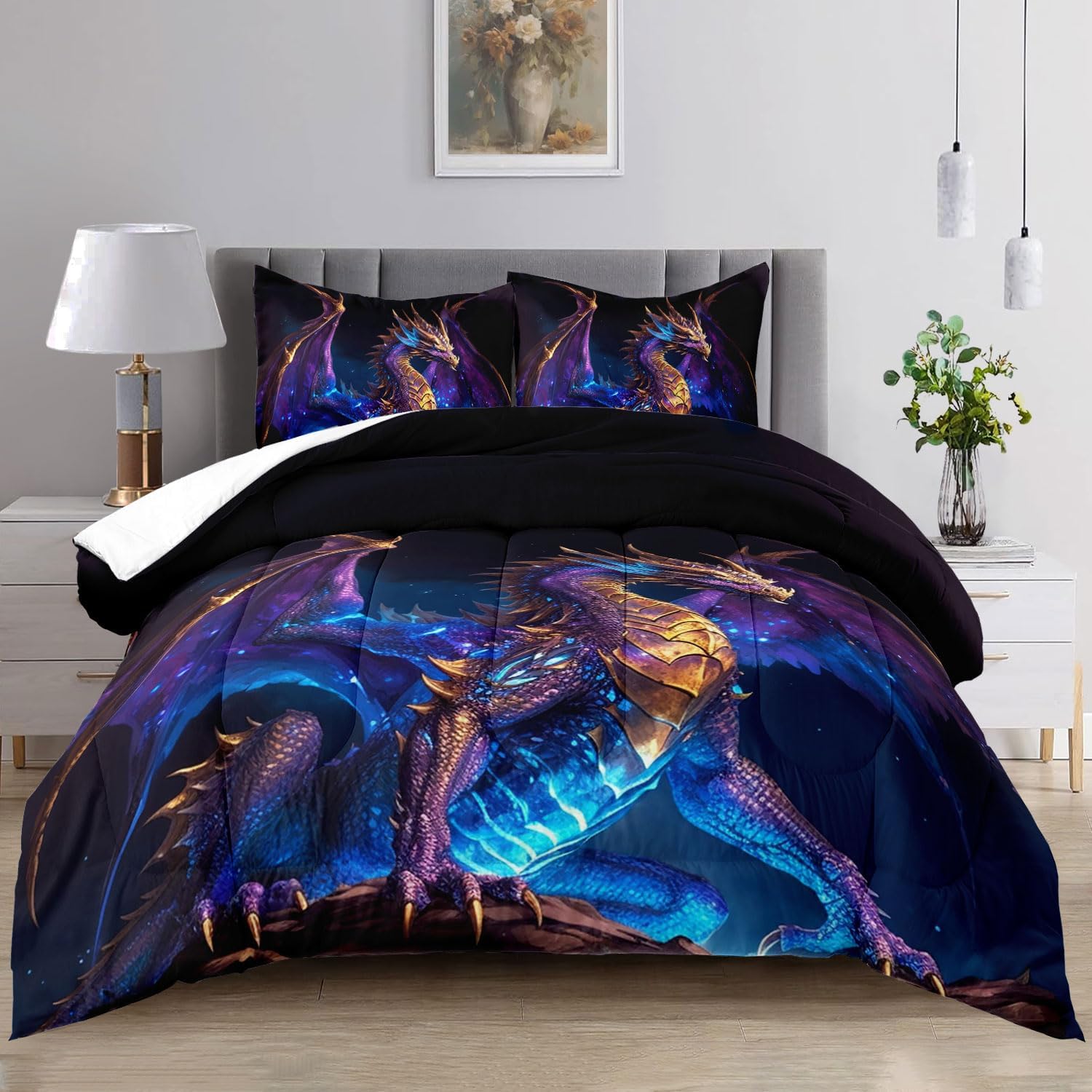 3D Dragon Comforter Set King Size for Boys