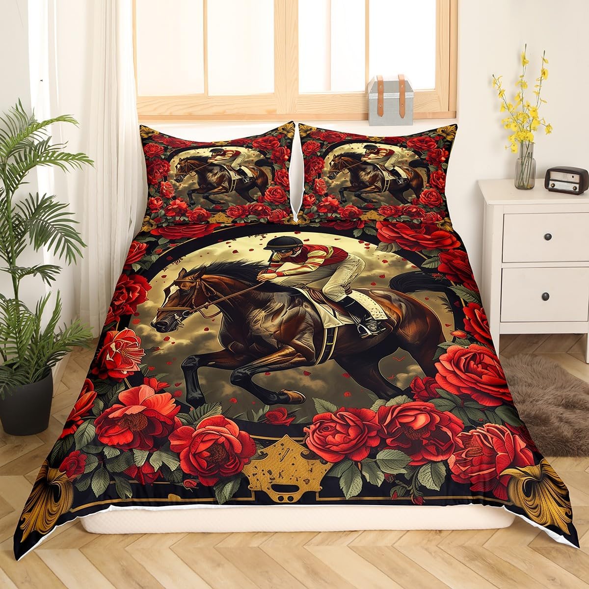Manfei Western Cowboy Duvet Cover Set Twin Size