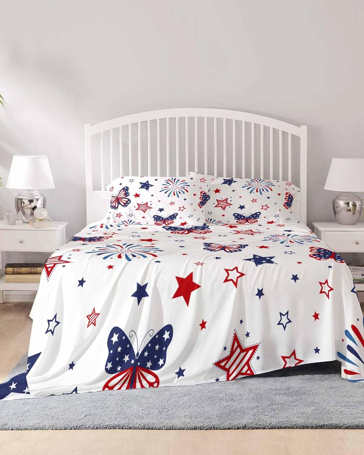 Boanket 4th of July 4 Piece Microfiber Full Sheet Set