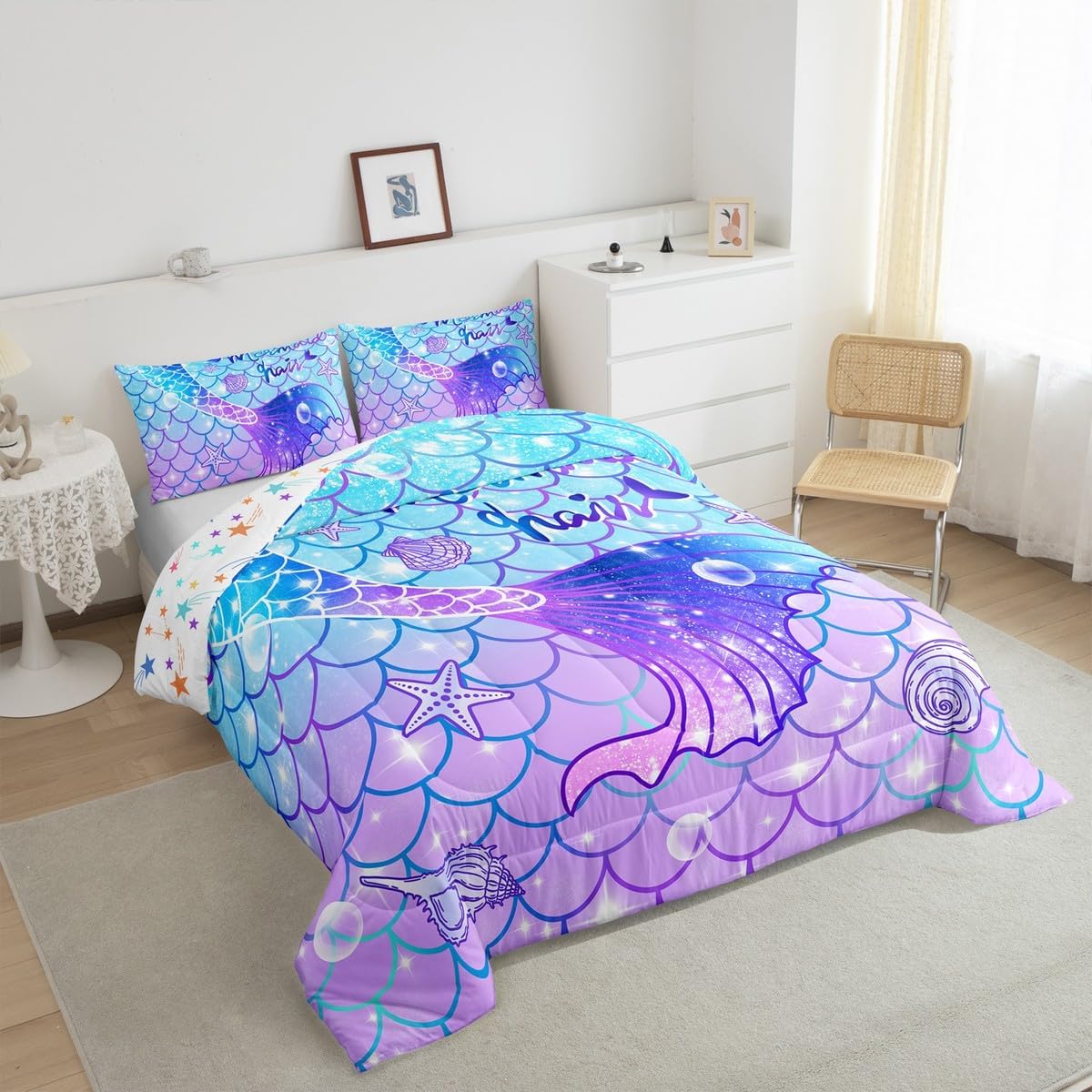 Feelyou Mermaid Comforter Set for Kids Full Size