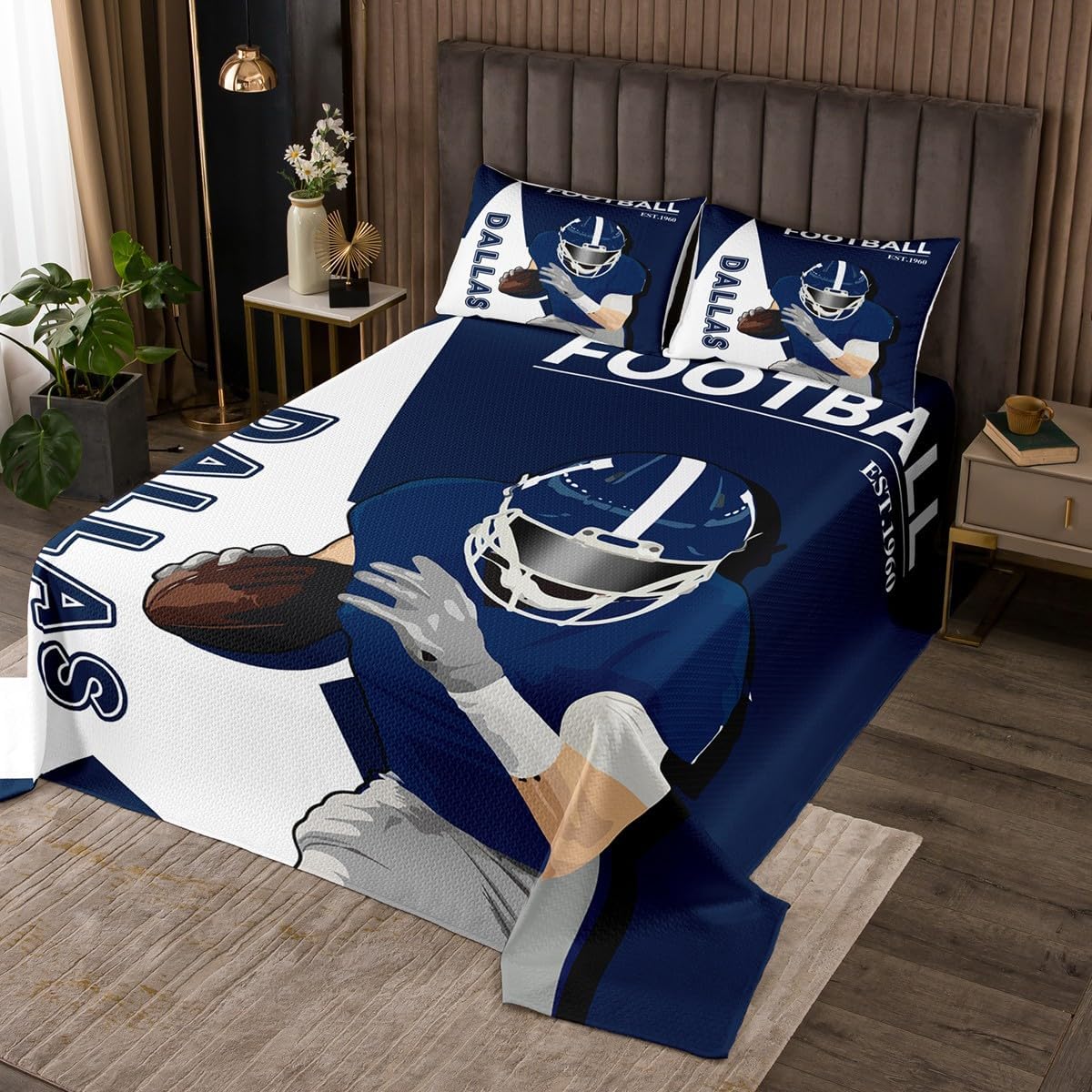 Feelyou Football Themed Bedspread Set Twin Size