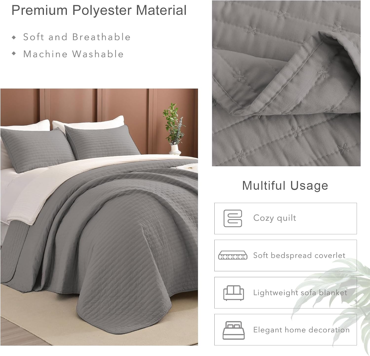 Masaca 3-Piece Oversized King Bedspread Set