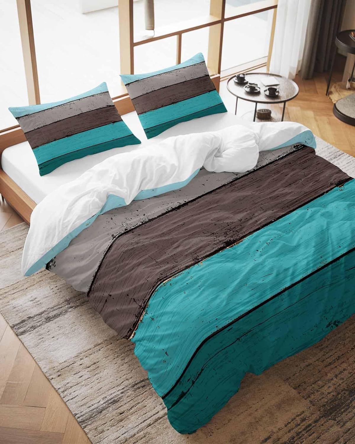 ZOE GARDEN Aqua Grey Duvet Cover Set