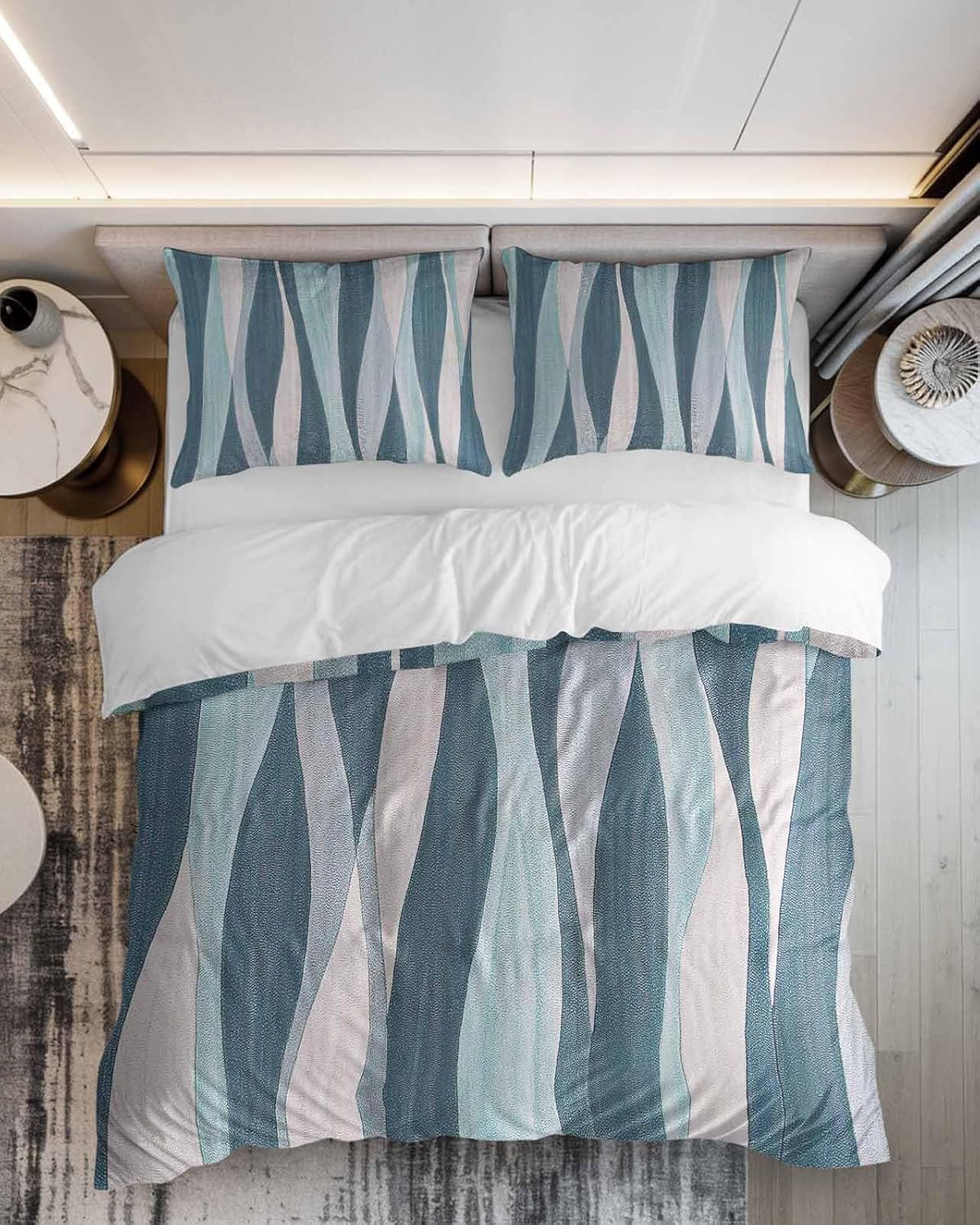 ZOE GARDEN Turquoise Blue Queen Duvet Cover Set 3pcs