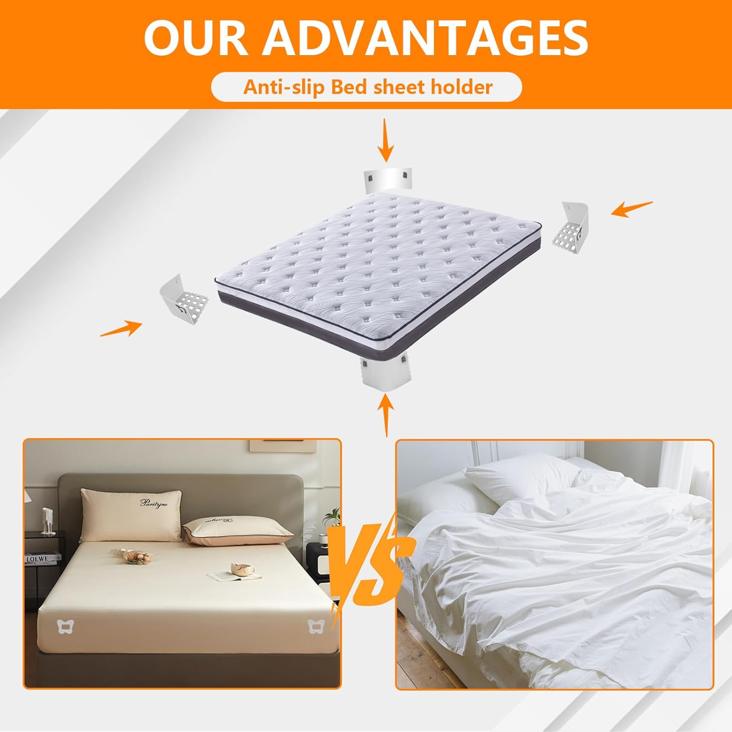 AOBOD Bed Sheet Holders - Firm Tight for All Sizes Grey