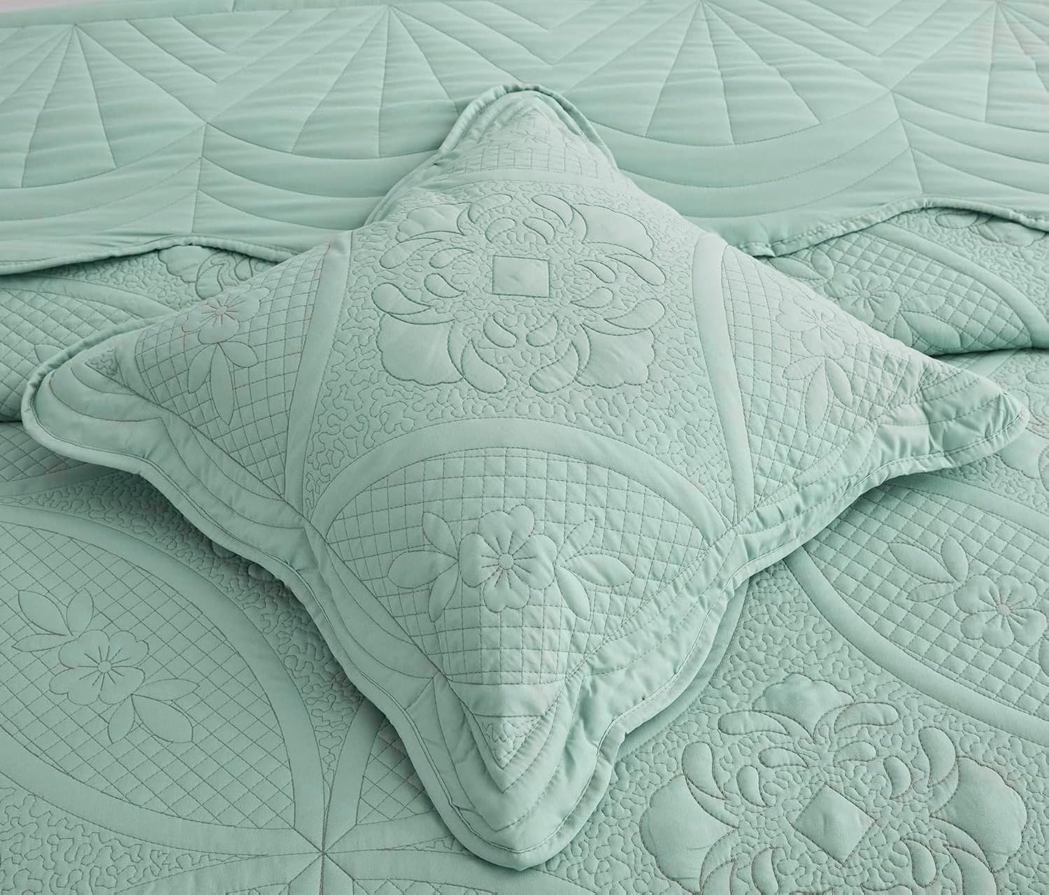 DaisyHuang Oversized Bedspread Set 5 Piece Seaglass