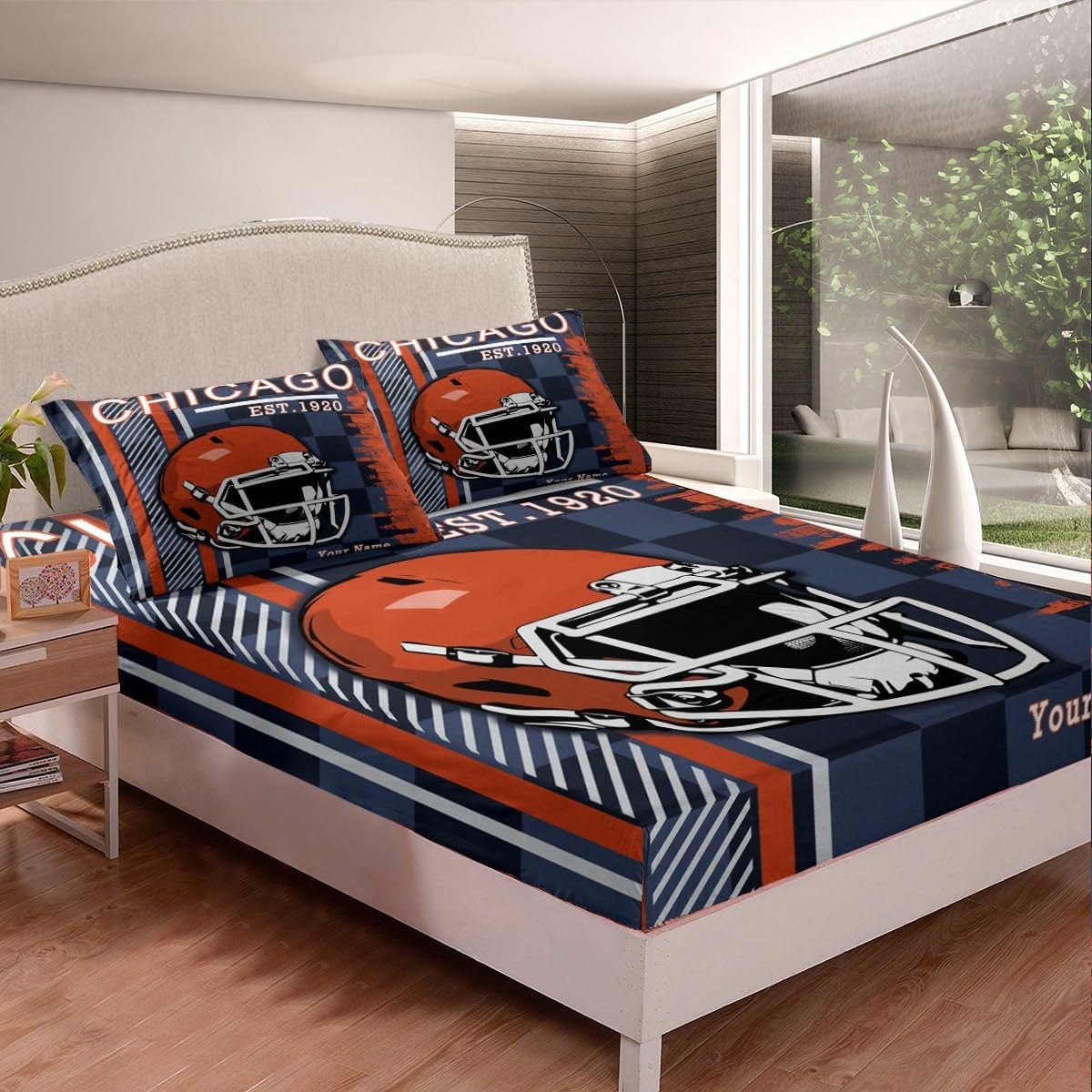 Custom Name Football City Fitted Sheet Set Twin Size