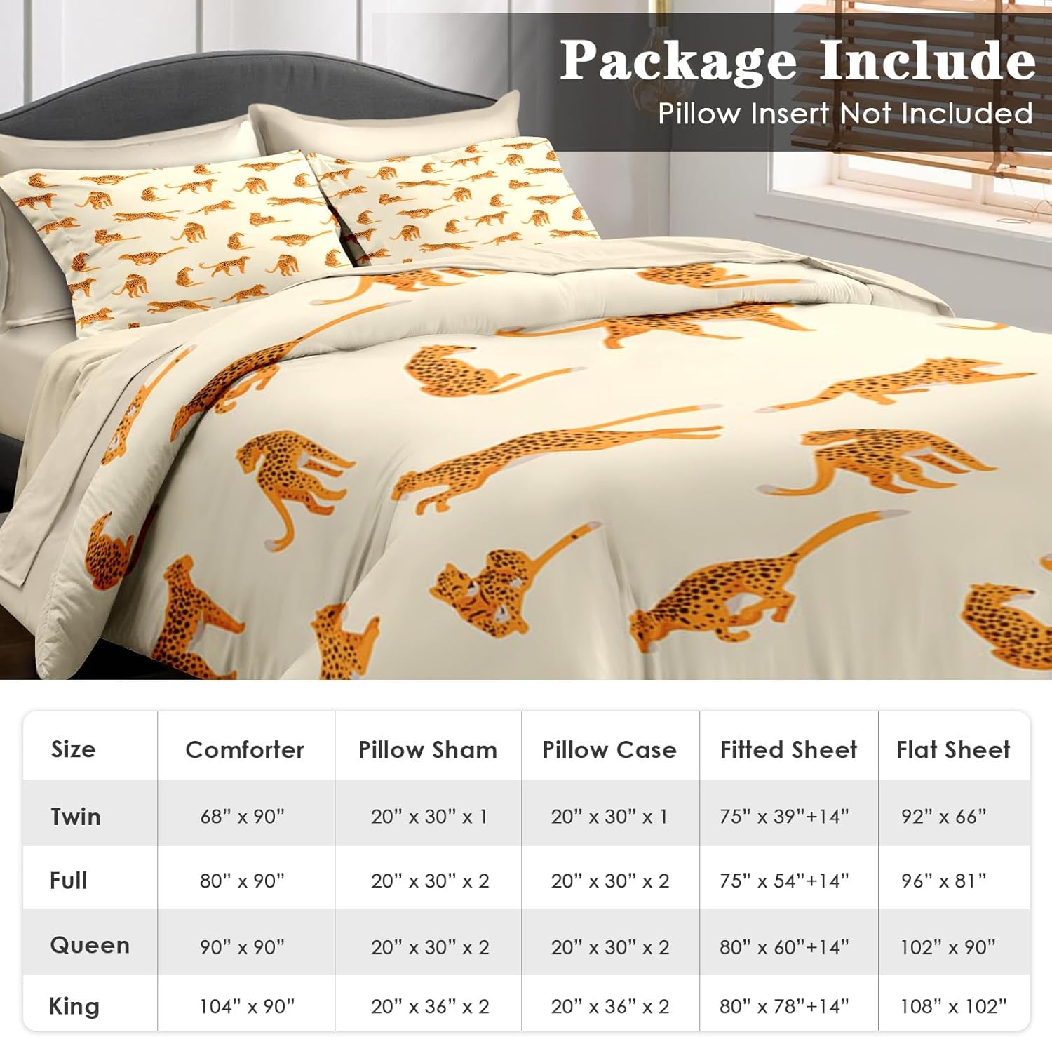 Pamnest Comforter Set Twin Size Cheetah Leopard
