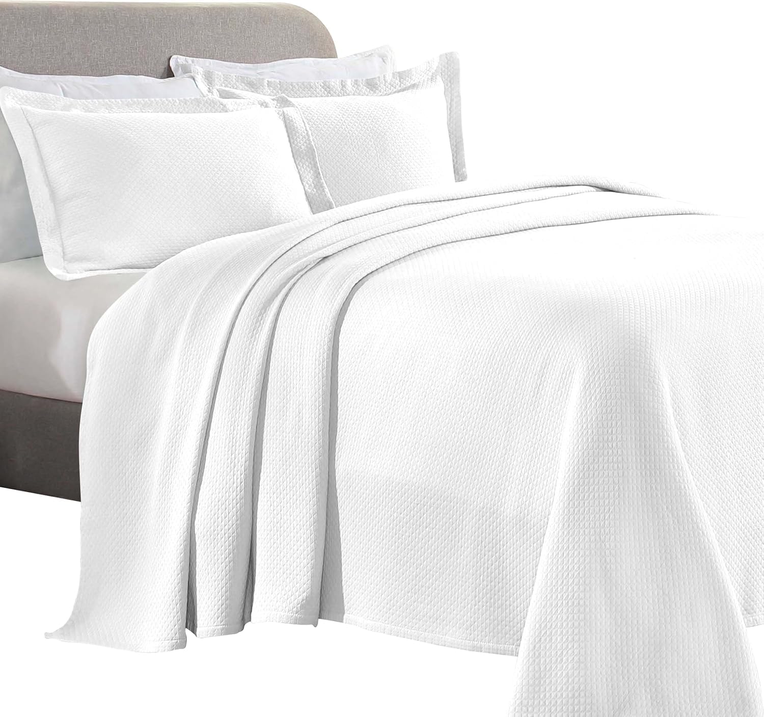 Superior 3 Piece Solitaire Cotton Bedspread Set Full White 1