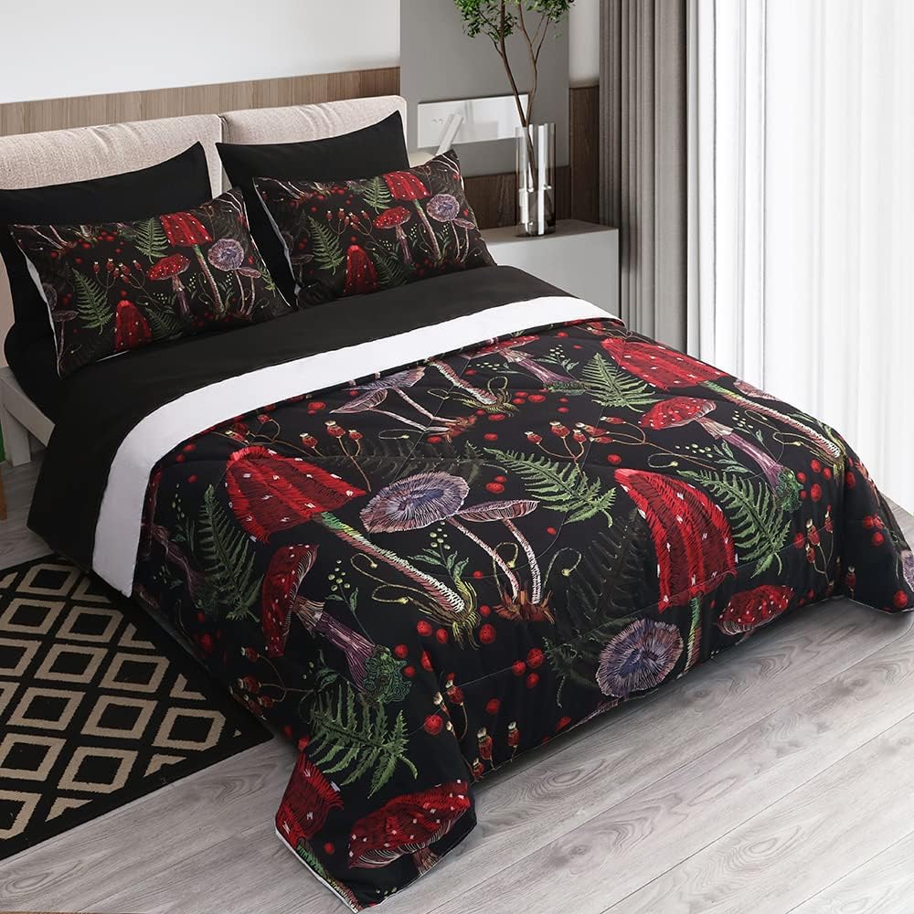 7 Piece Mushroom Comforter Set for Kids and Adults All Seasons