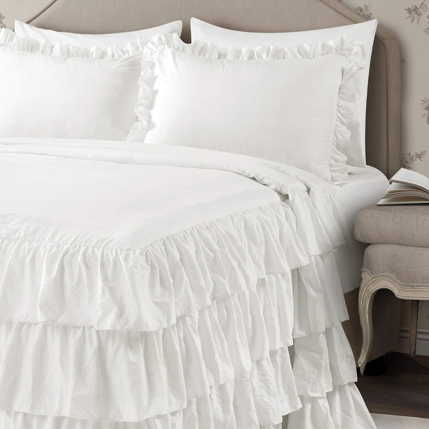 Lush Decor Allison Ruffle Skirt Bedspread 3 Piece Set Queen