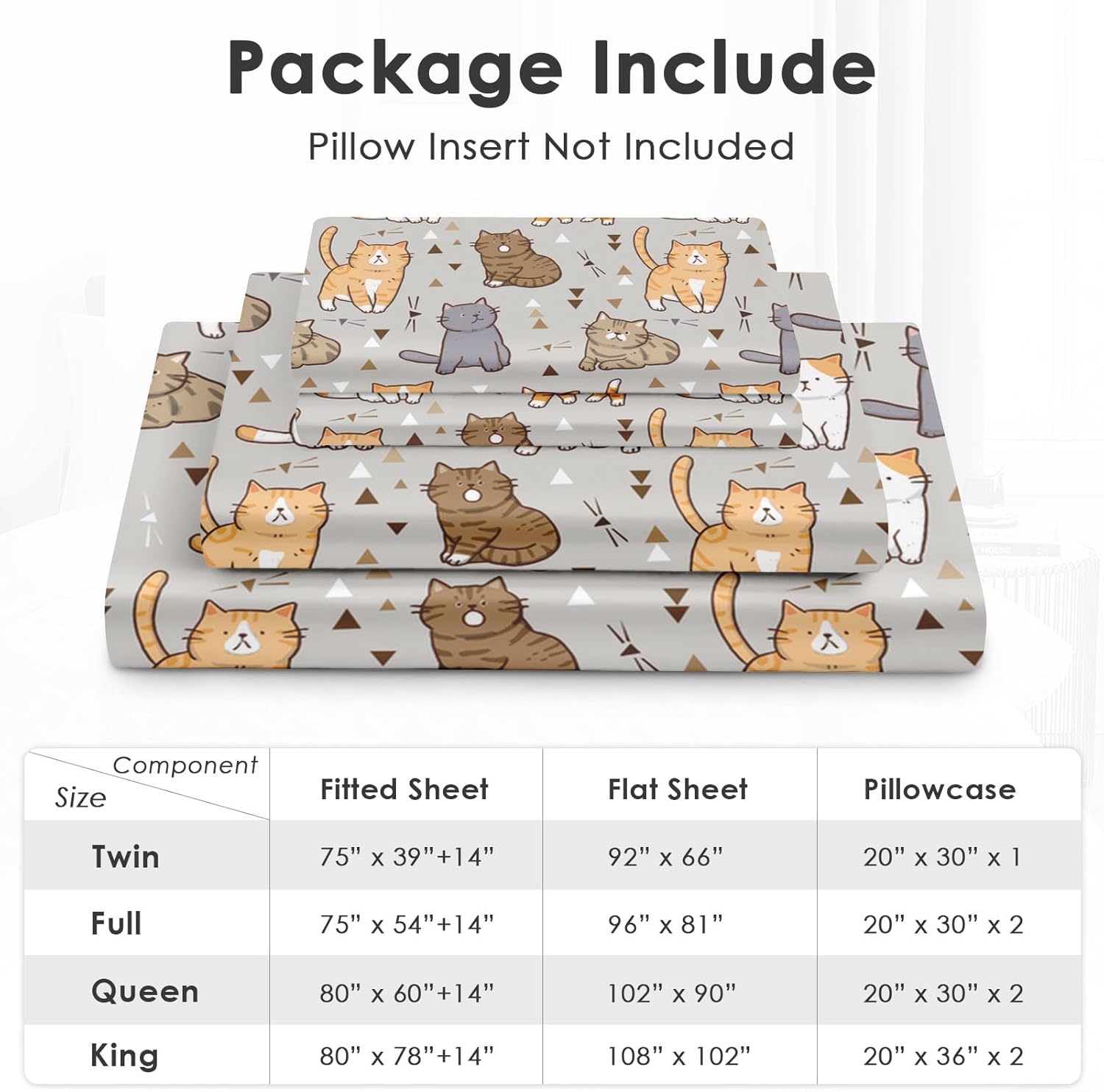 Pamnest Queen Size Bed Sheet Set with Cute Cat Design